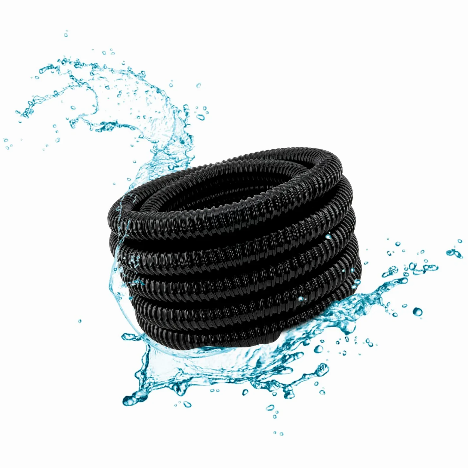 LONGRUN Tuyau étang 25 mm / 1 "5m, tuyau flexible ondulé avec raccords de tuyaux de pinces, tubes PVC PVC résistants aux UV pour les étangs de jardin cascades de camping filtres Drainage marins