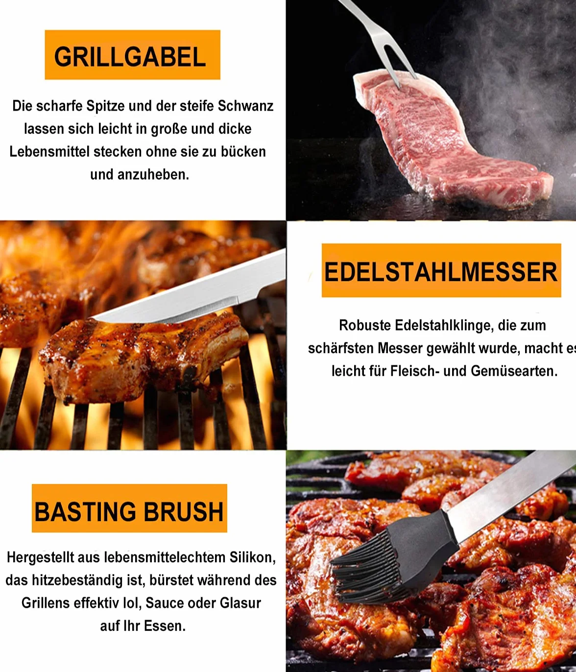 MUJUZE Accessoires Barbecue Cadeau Kit Ustensiles Barbecue en Acier Inoxydable Très épais
