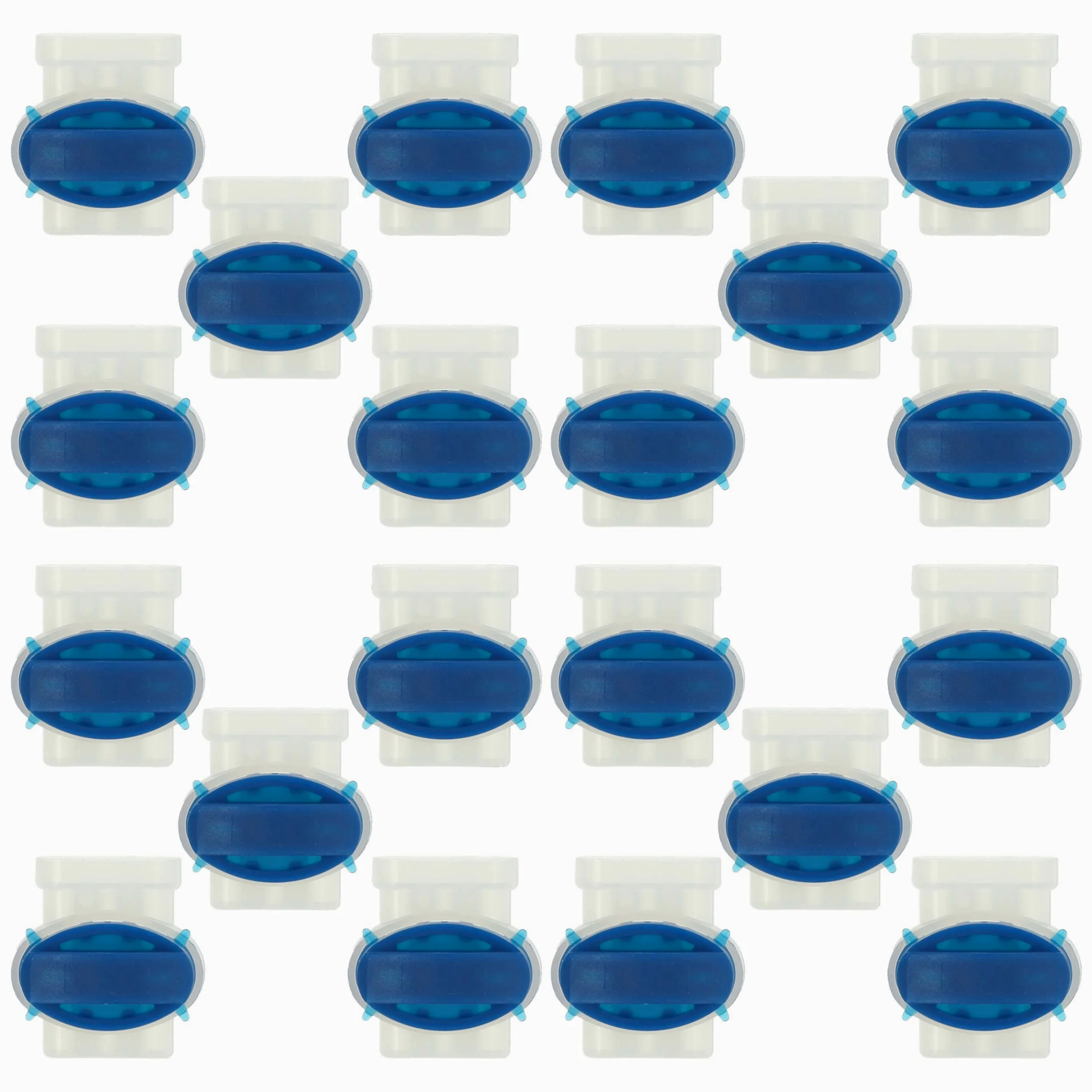 vhbw 20x connecteurs pour câble périphérique compatible avec Bosch Indego 1200 Connect robots de pelouse - Serre-câbles, étanches transparent/bleu