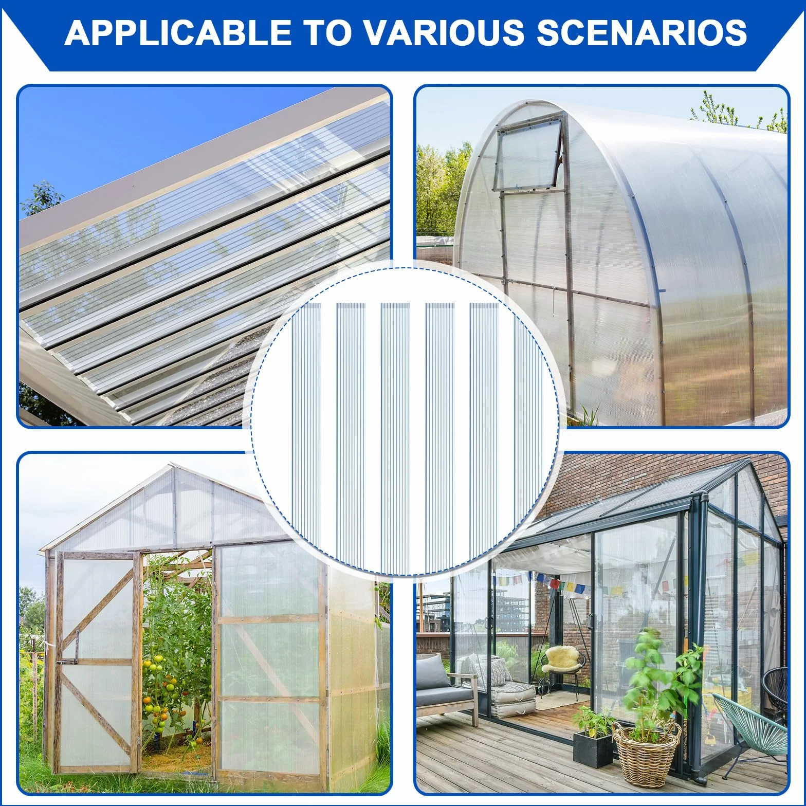 Lot de 30 Panneaux de Serre en Polycarbonate profilé en U pour Panneaux à Double paroi 6 mm ou 4 mm