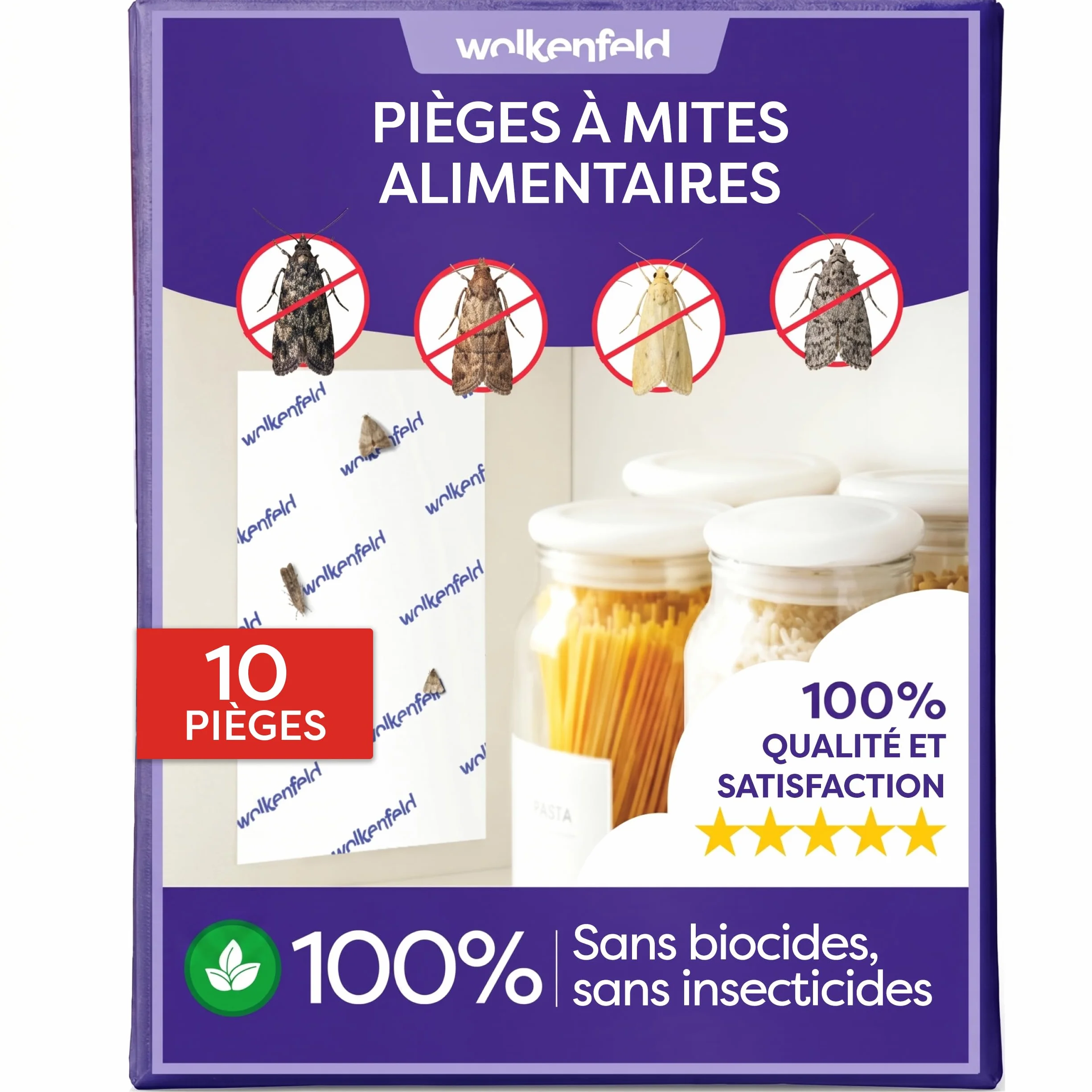 Wolkenfeld Piège à Mites Alimentaires x10 – Anti Mites Alimentaires Phéromone – 10 Pièges – Made in Germany