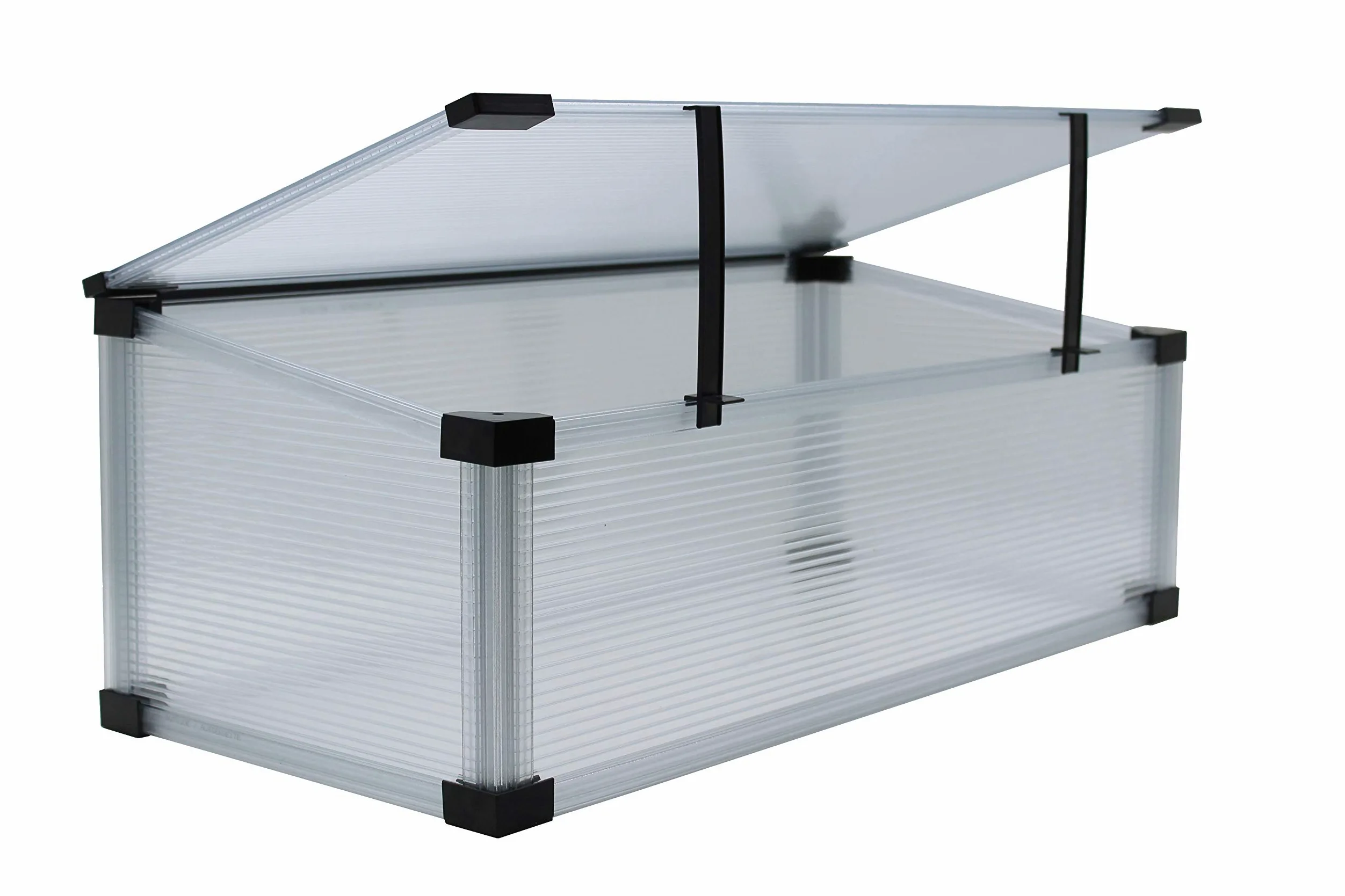 Slide and Grow 2squared Serre de Jardin en Polycarbonate alvéolaire épaisseur 4 mm Longueur : 97 cm Profondeur 57 cm Hauteur 28/37 cm avec profils en Plastique Transparent