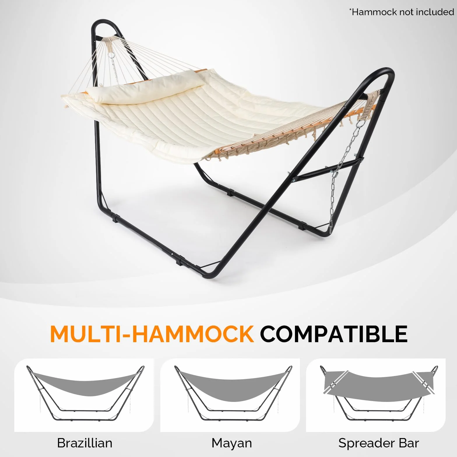 Support Hamac Acier 250 kg Universel 2-3 m avec Chaînes et Crochets