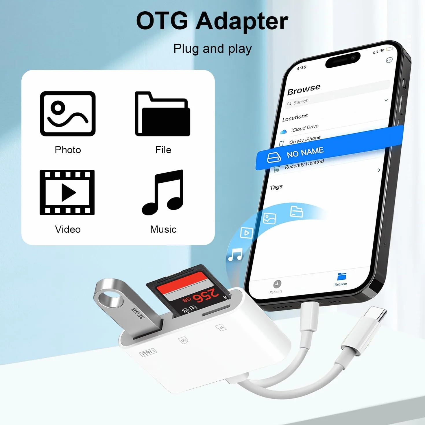 Lecteur Carte SD pour iPhone iPad MFi Certifié 3 en 1 Lightning USB C Adaptateur SD MicroSD USB 3.0 Slots