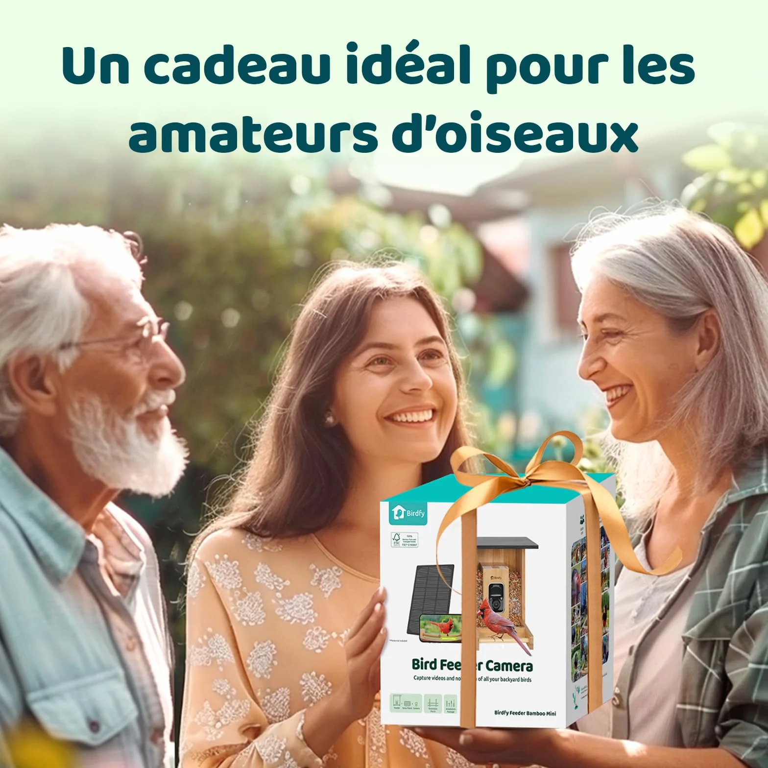 Netvue Birdfy Mangeoire Oiseaux Bambou Caméra Solaire Vision Nocturne Capture Auto Images Vidéos Notification