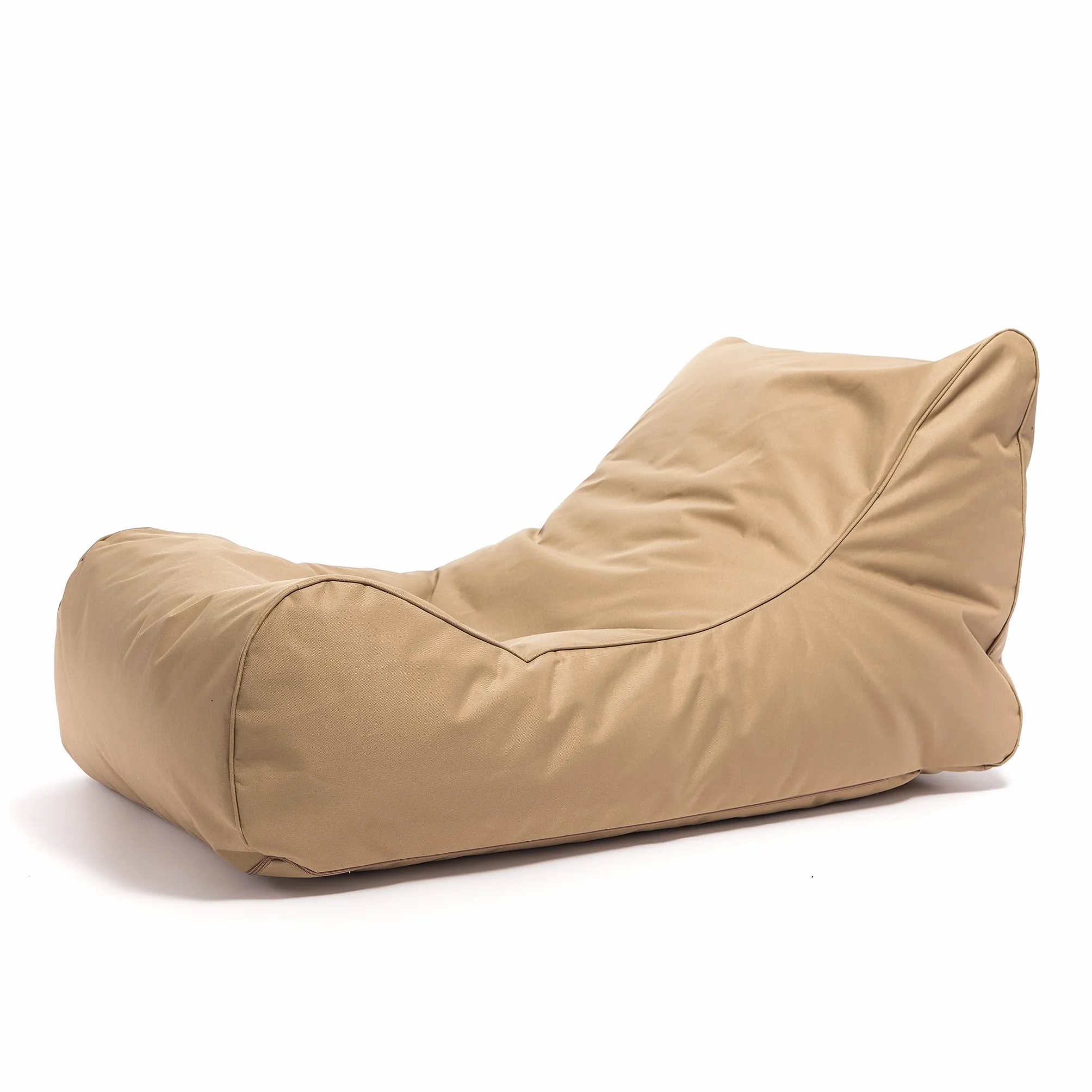 Ecopuf Master Polyester Canapé Pouf Outdoor Chaise Longue avec Pochette de Rangement et Poignée 115x65x60cm Beige