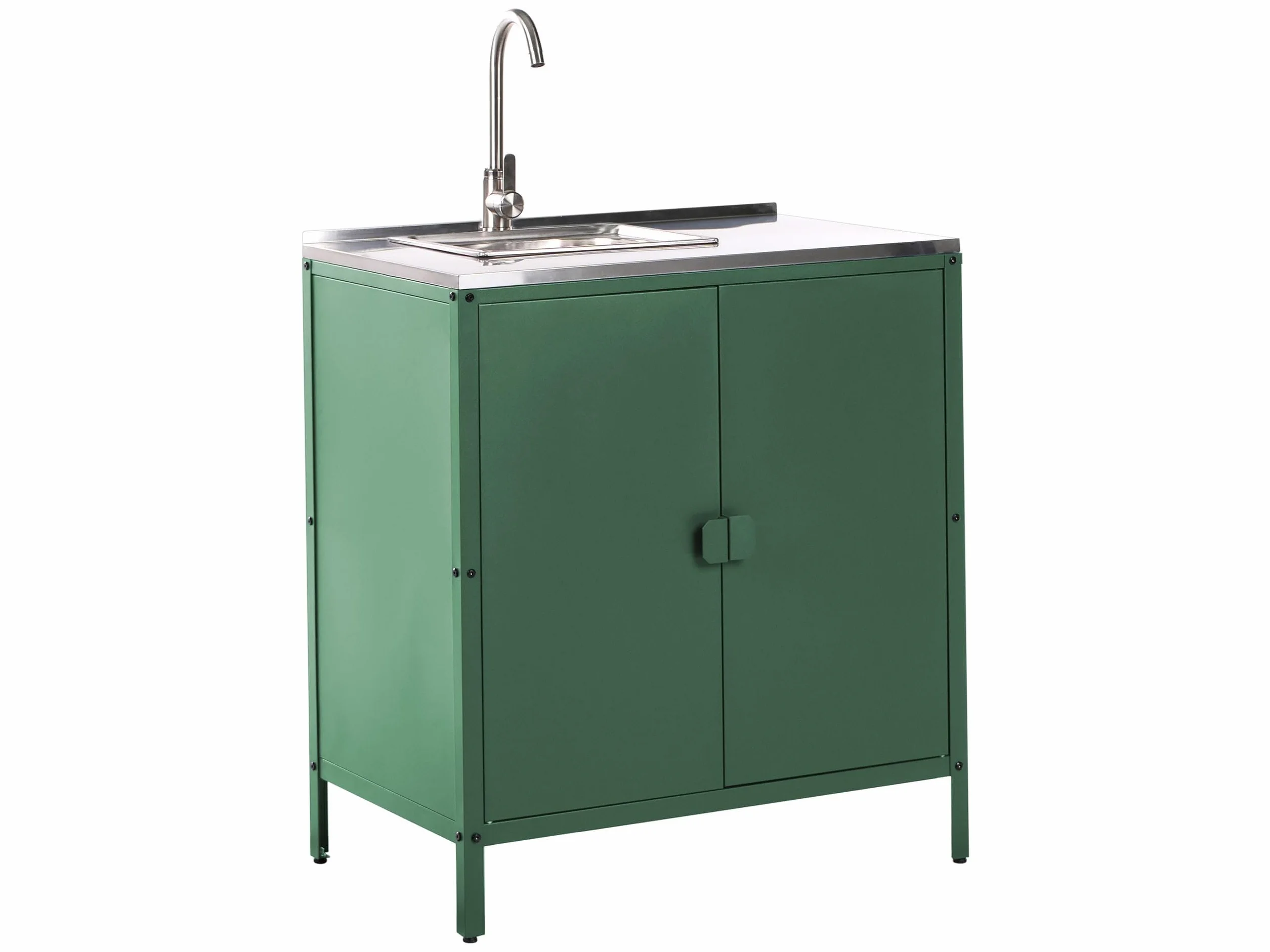 Beliani Commode de Jardin Noire Acier 2 Portes Evier Extérieure