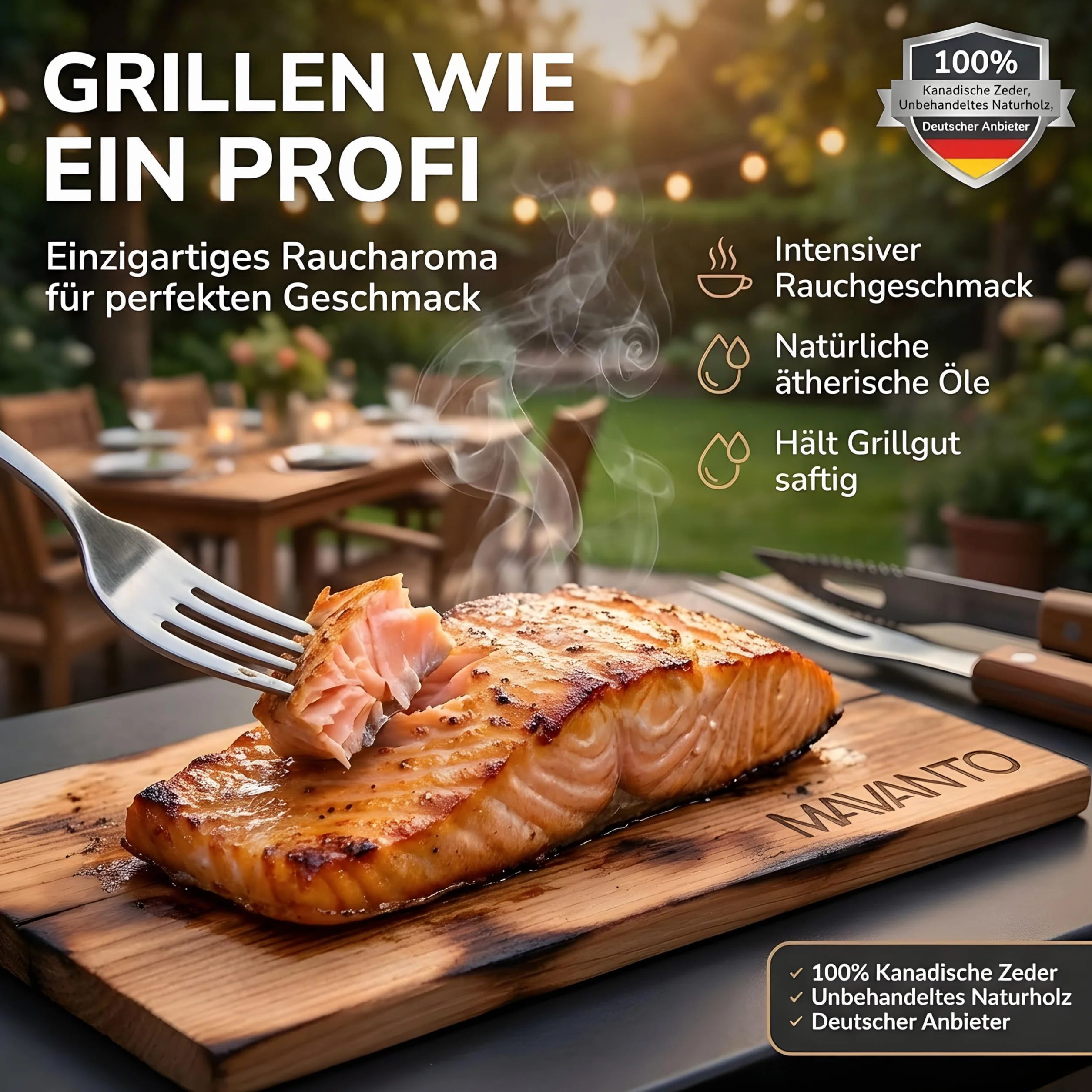 MAVANTO® XXL Planche cèdre Barbecue - Planche à Fumer en cèdre Canadien Extra ÉPAISSE 30x14x1,5cm Lot de 2