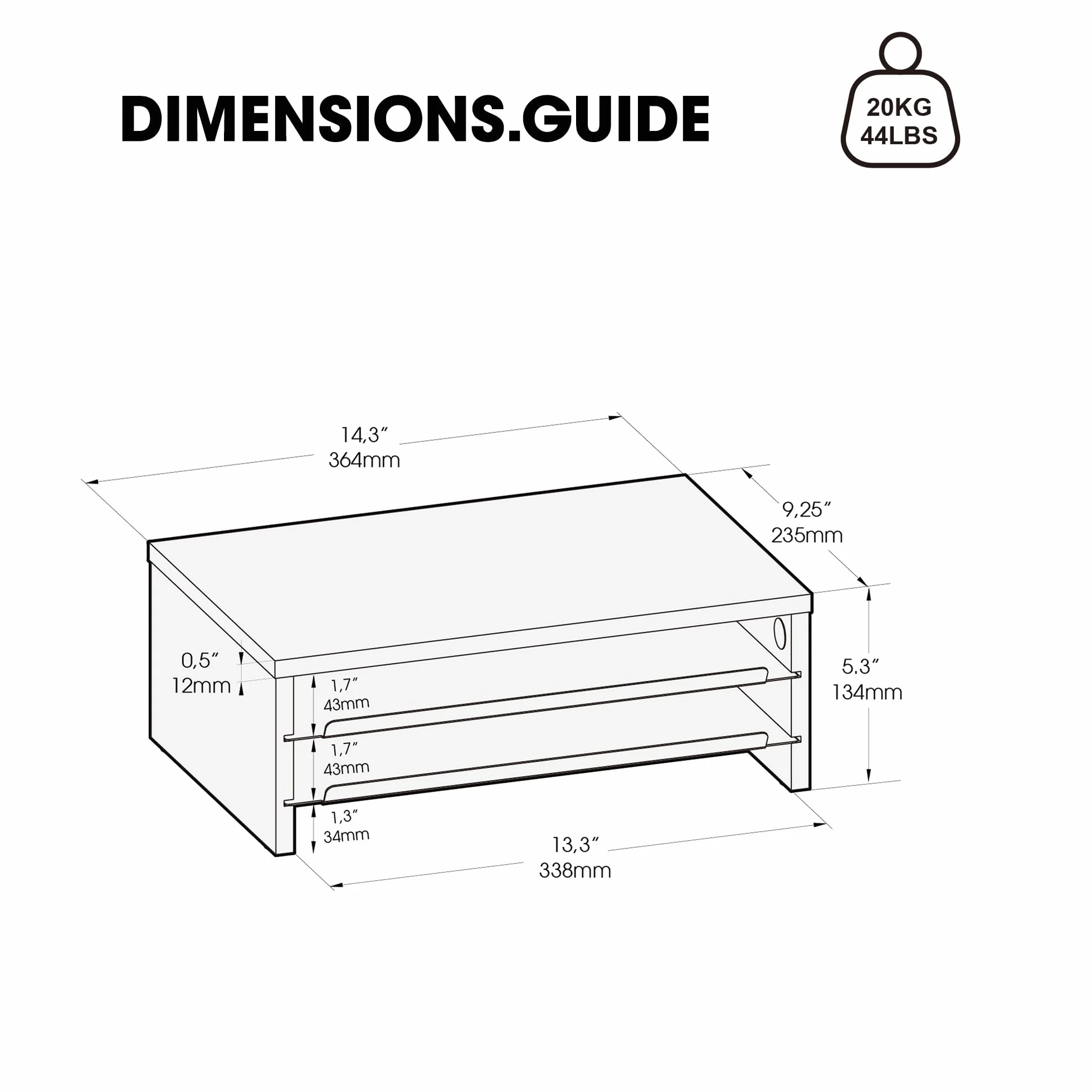Fenge Support Moniteur Réhausseur d'Écran en Bois et Métal avec Plateau, 36,4x23,5x13,4 cm Blanc