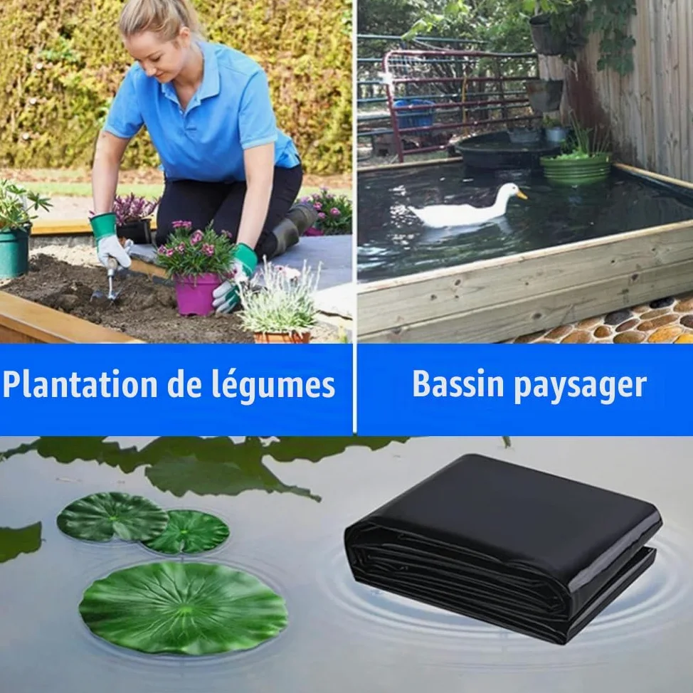 Bassin Poisson Exterieur Jardin，1.0mm-2 Mx5 m Bache Bassin Exterieur, Convient Pour Les Étangs, Les Biotopes,Les Piscines Naturelles，Résistant Aux Uv Et Aux Intempéries i,Accessoires De Jardin Et d'Ét