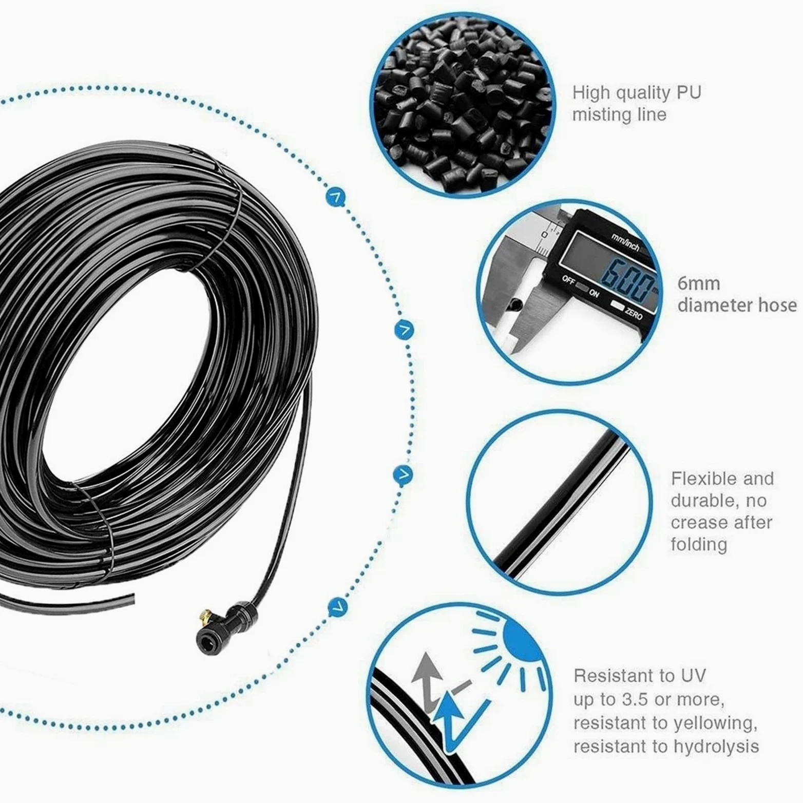 50M Système de Refroidissement brumisateur avec Minuterie et Pompe, Système de brumisation d'extérieur Automatique, kit d'irrigation Goutte à Goutte Automatique