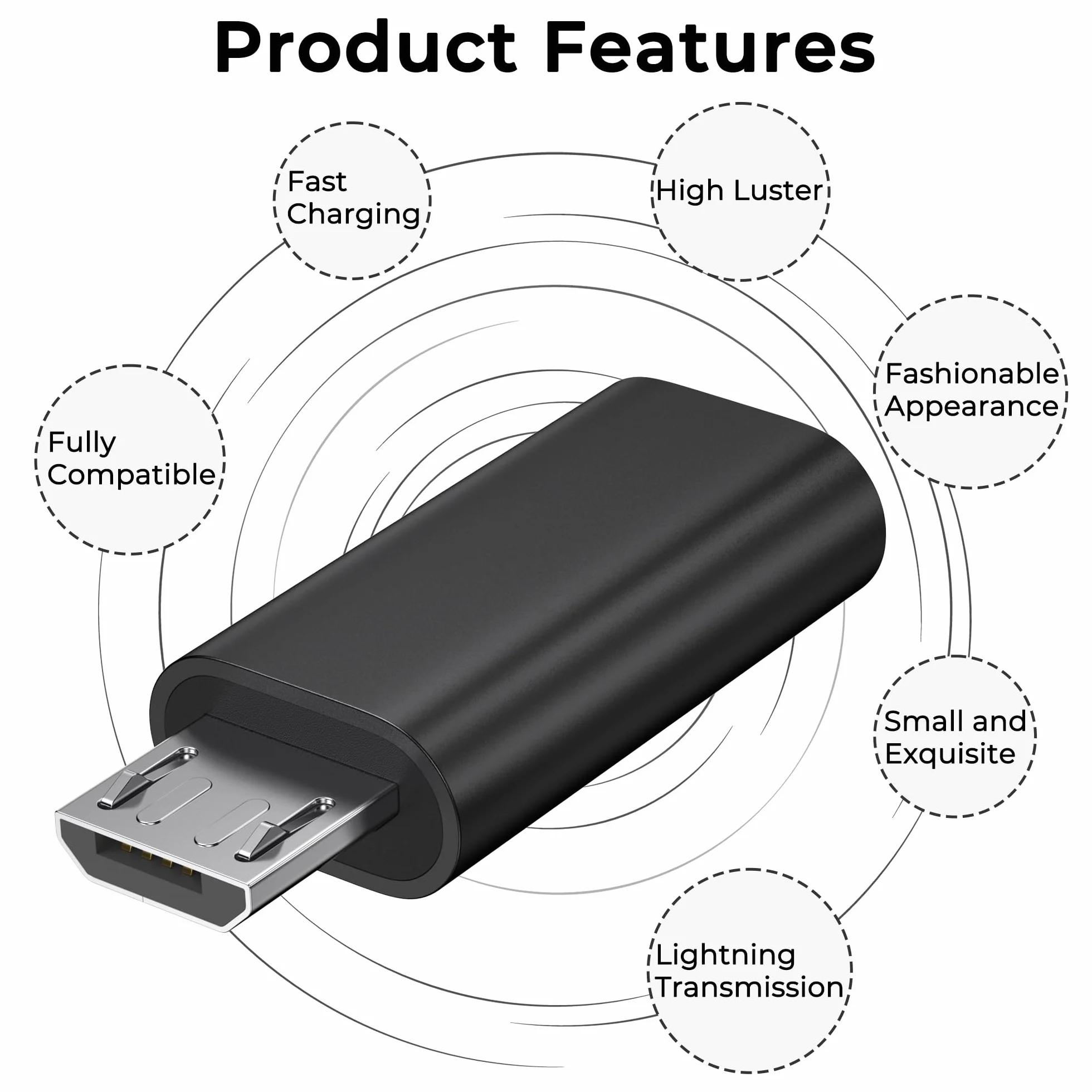 Adapter USB C Auf Micro USB, Typ C (Female) zu Micro-USB (Male) für Samsung, Huawei, Xiaomi, Power Bank
