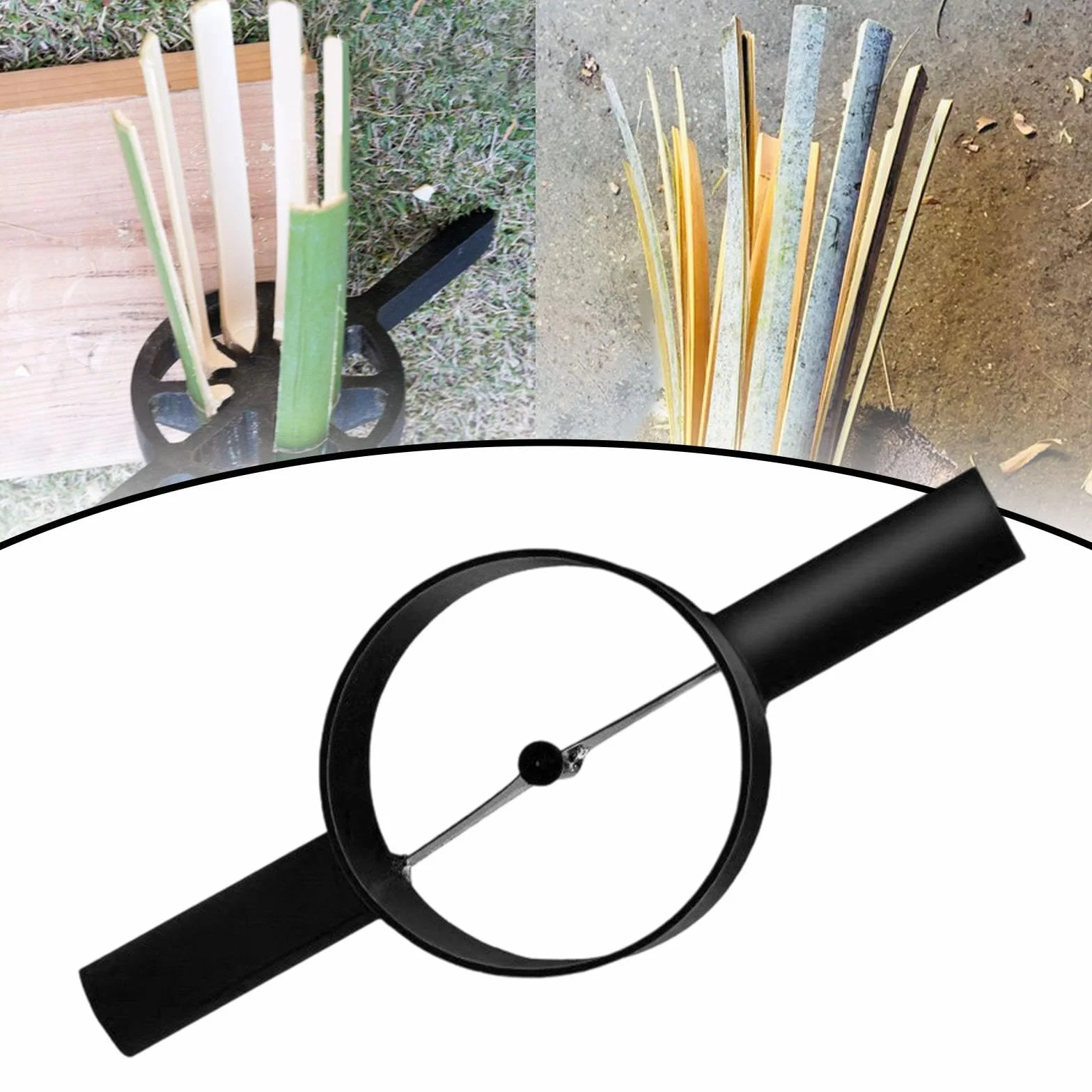 Fendeur à Bambou Manuel en Acier, Séparateur de Bambou Robuste avec Manche Allongé, Outil de Fendage Efficace pour Artisanat, Vannerie et Projets DIY (Noir, 2 Coupes)