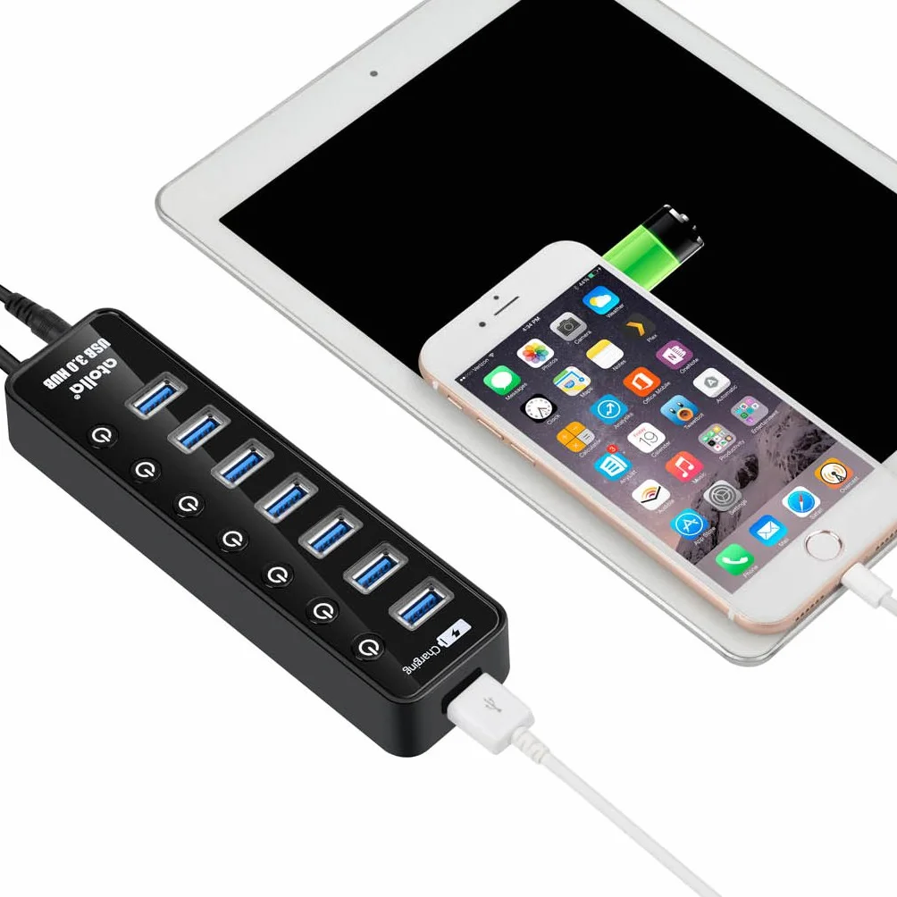 Hub USB 3.0 7 Ports Alimenté avec Interrupteur Indépendant 5V/4A 20W