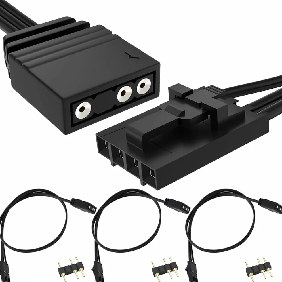 Câble adaptateur RGB 4 broches vers 3 broches pour Corsair RGB, ARGB 5V 3 broches, 10 cm, 3 pièces