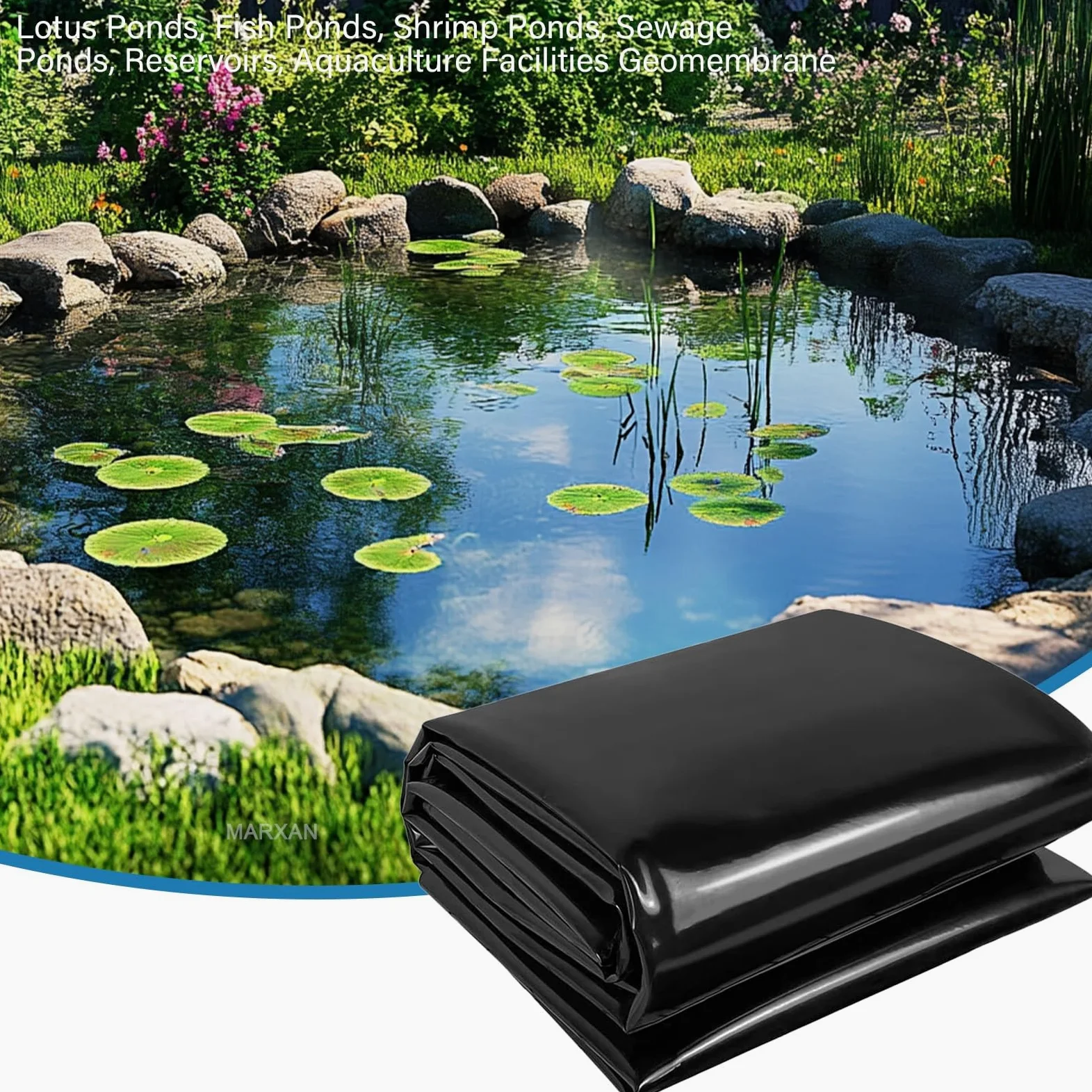 Bâche pliable durable et imperméable pour étangs à poissons extérieurs, cascades, lacs artificiels