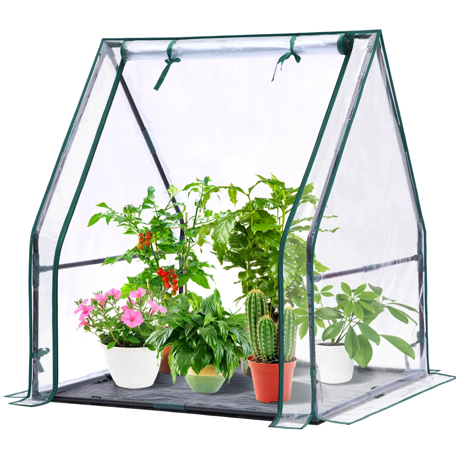 Ohuhu Mini serre pour intérieur et extérieur : serre de table portable avec tapis imperméable pour petites plantes, germination, 91,4 x 91,4 x 106,7 cm, couverture légère, accessoire de semis en dôme
