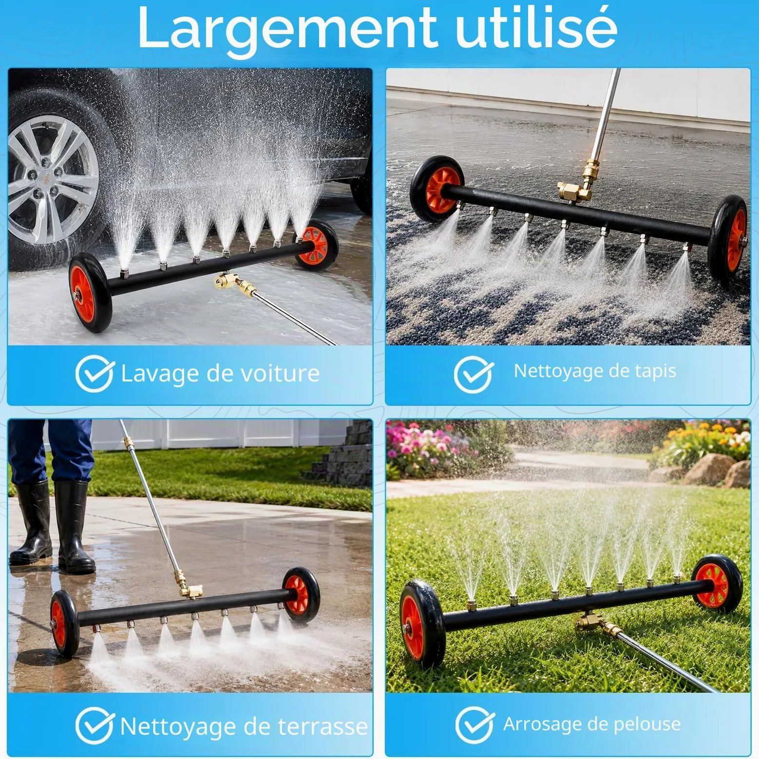 Nettoyeurs Haute Pression Professionnel Outils Nettoyage 7 Buse en Acier Inoxydable et Jardin Nettoyage des Sols Châssis et Voiture 4000PSI