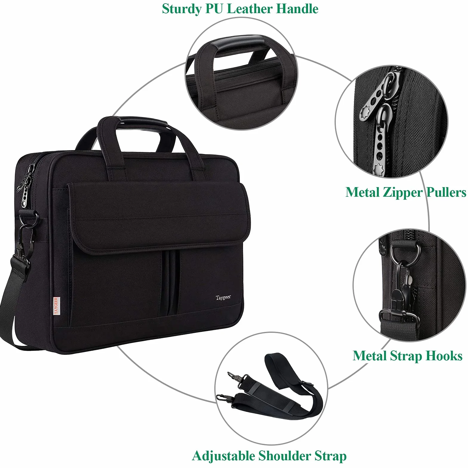 Taygeer Sacoche Ordinateur 17 Pouces Imperméable Sac PC Portable Homme Femme Noir