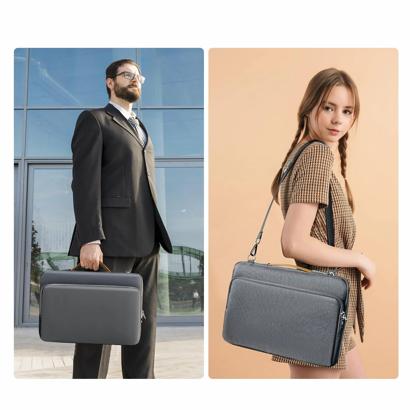 NIMOSA 15.6 Pouces Sac Ordinateur Portable Imperméable Mallette Bandoulière Porte Document Sac de Messager YKK zip Travail Université