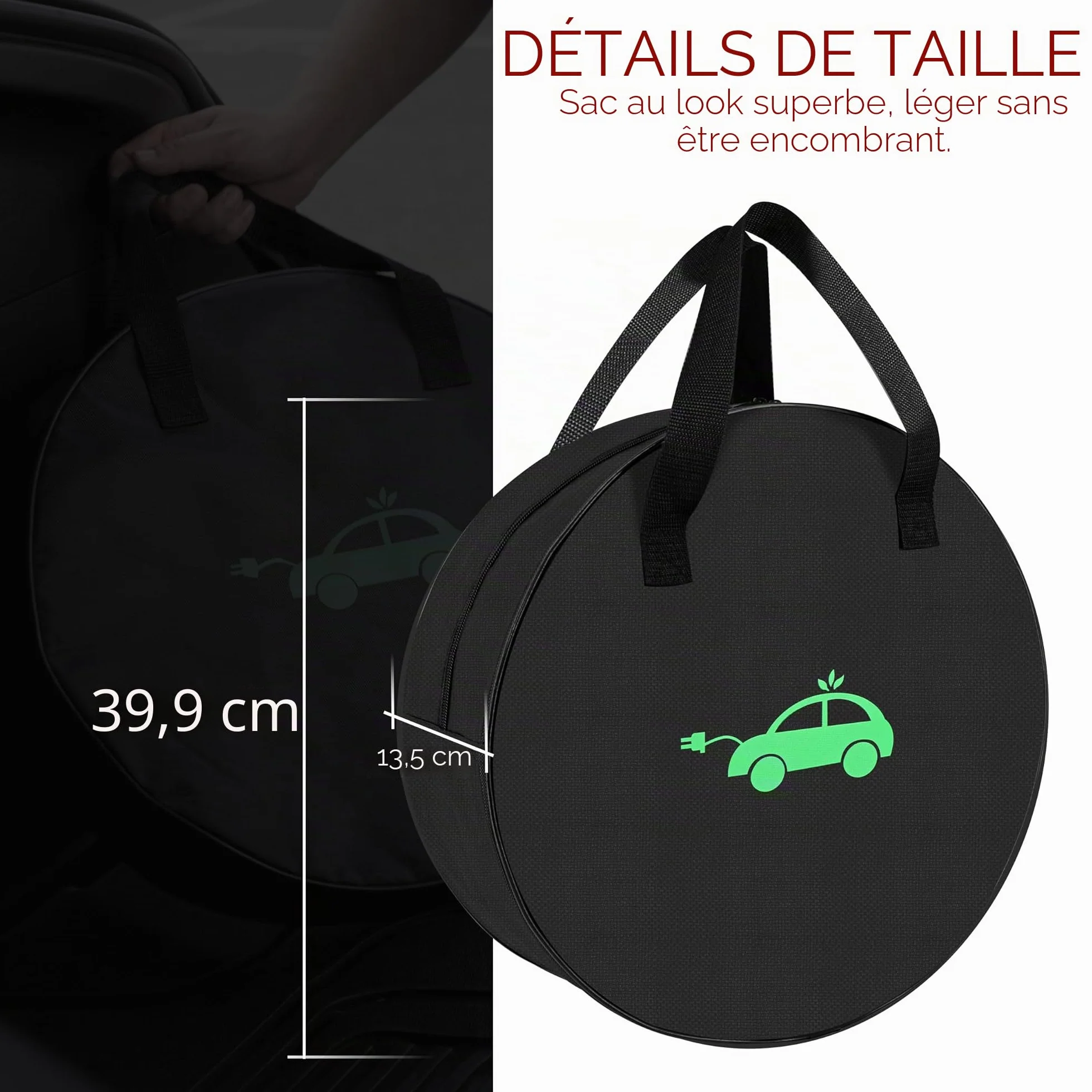 Sac de Transport Câble de Charge Voiture Électrique Type 2 Type 1 Organisateur Polyester 1680D