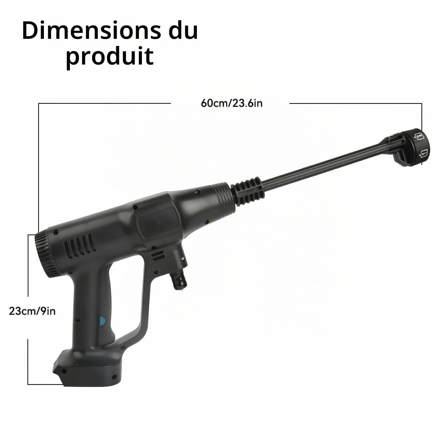 Nettoyeur Haute Pression sans Fil, 21V Max 200 Bar Nettoyeur Haute Pression avec Batterie de 3,0Ah, Press & Clean Pistolet de Lavage avec écran LCD de Puissance et 3 Vitesses (Noir avec 2 Batterie)
