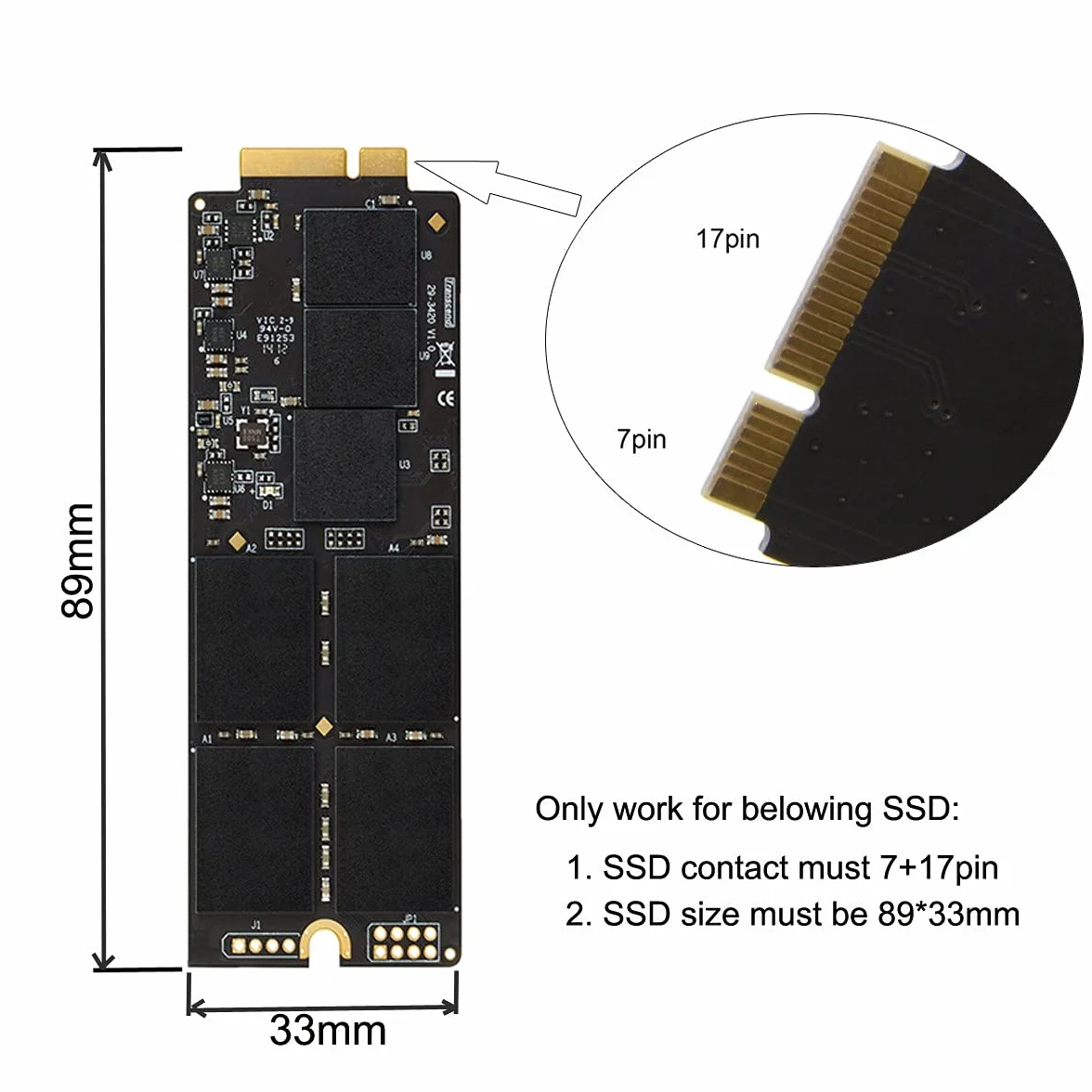 USB 3.0 do MacBook Pro Retina A1425 A1398 SSD 17+7Pin Obudowa