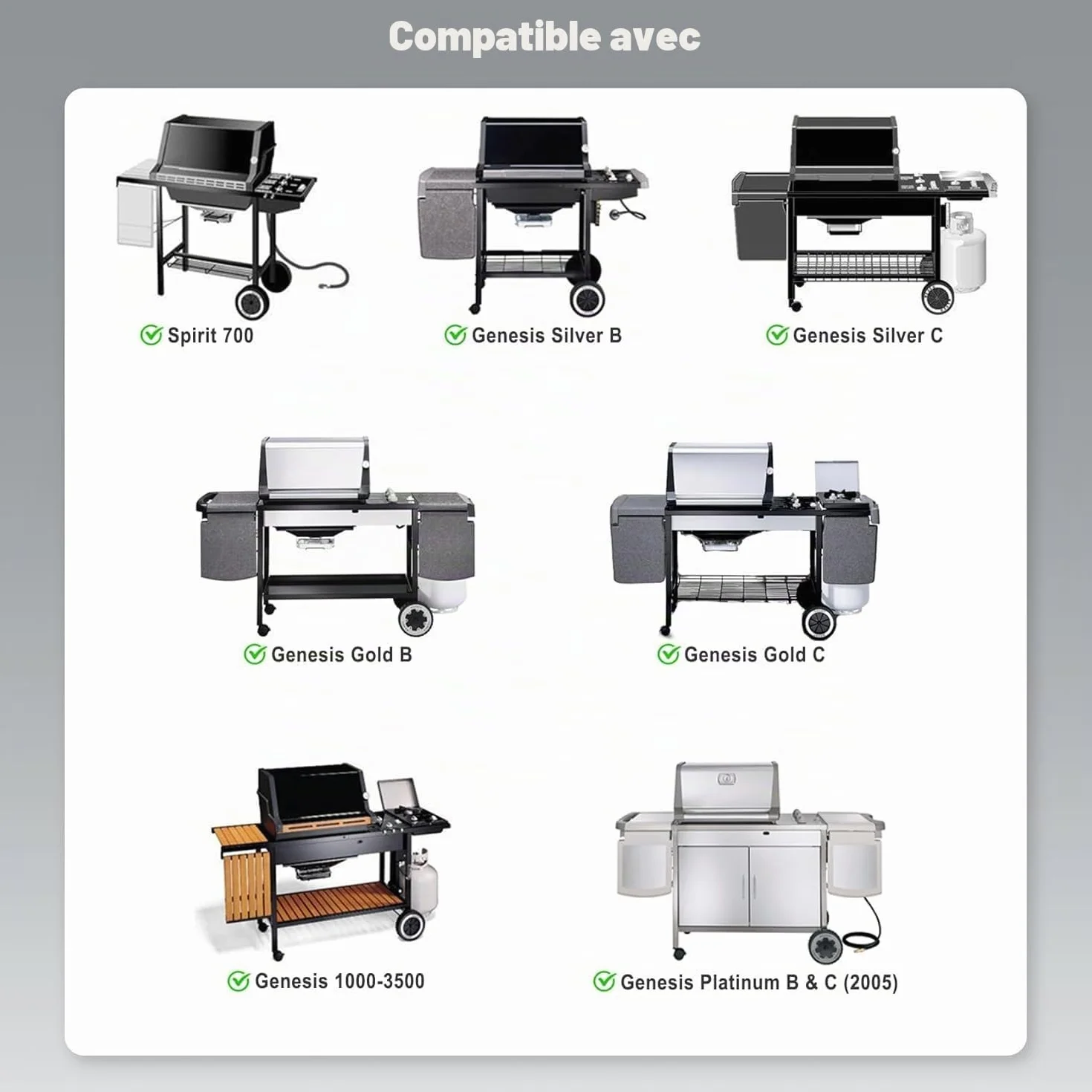 onlyfire Plaque de Cuisson en Fonte Réversible 44 x 29 cm pour Barbecue à Gaz Weber Spirit I et II 300