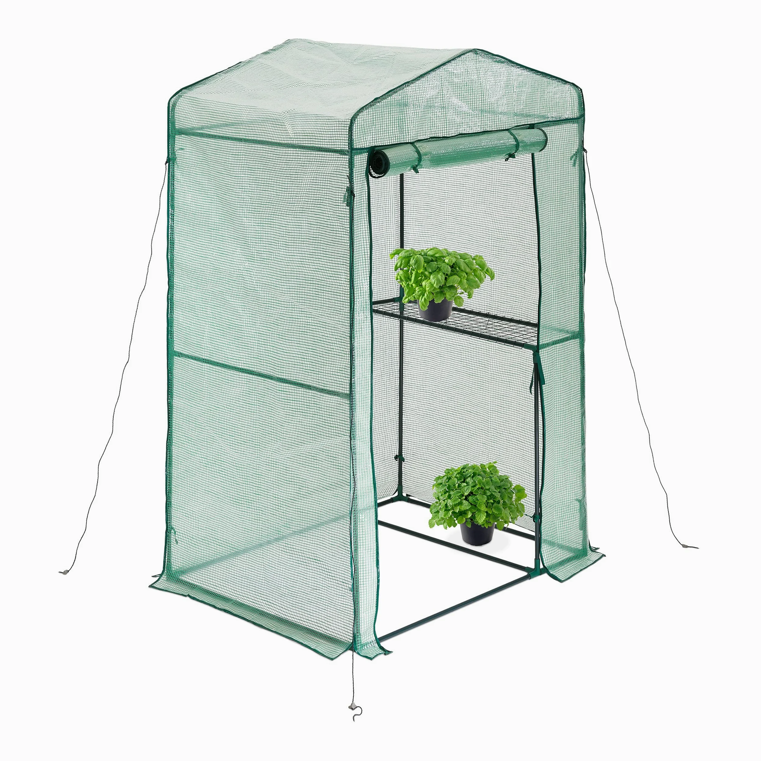 Relaxdays Serre, HxLxP : 185x125x95 cm, Tente de Culture avec étagère, Jardin d’Hiver, Fer et PE, Fermeture éclair, Vert