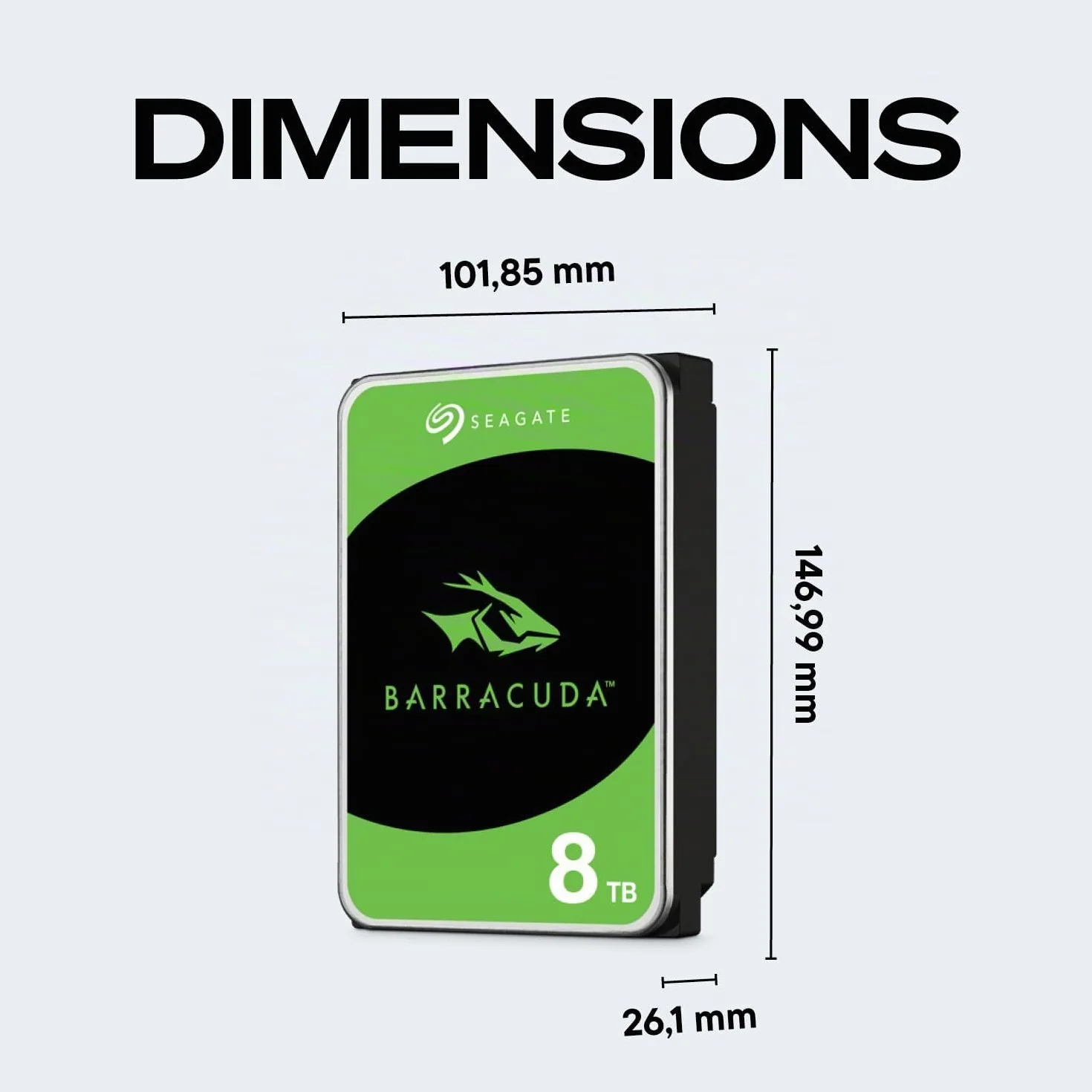 Seagate BarraCuda 8To Disque dur interne HDD 3.5 pouces SATA 6 Goit/s 5400 tr/min 256 Mo cache ST8000DMZ04