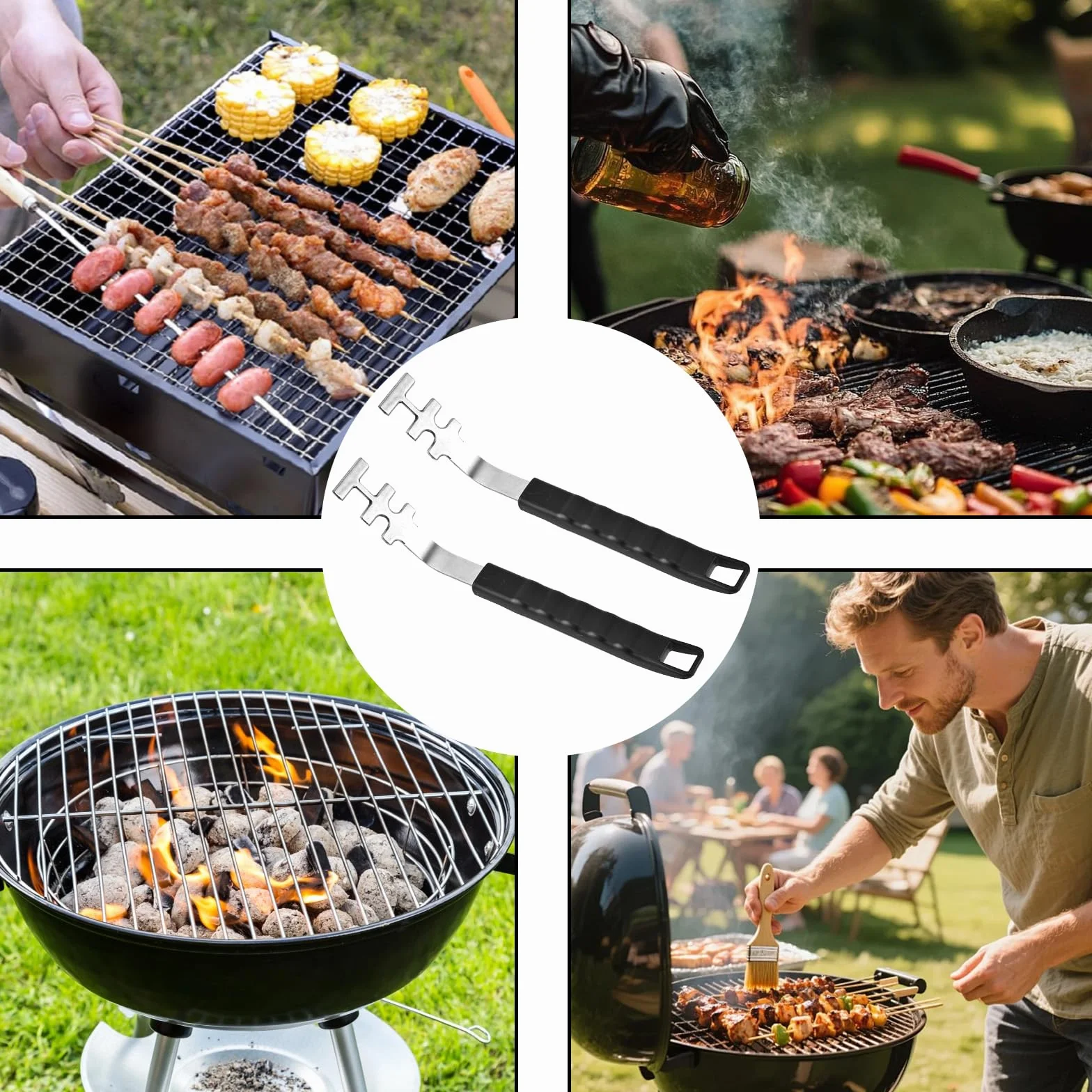 Accessoires Barbecue Acier Inoxydable Multifonctionnel Résistant Chaleur Antidérapant Poignée Protection Universel