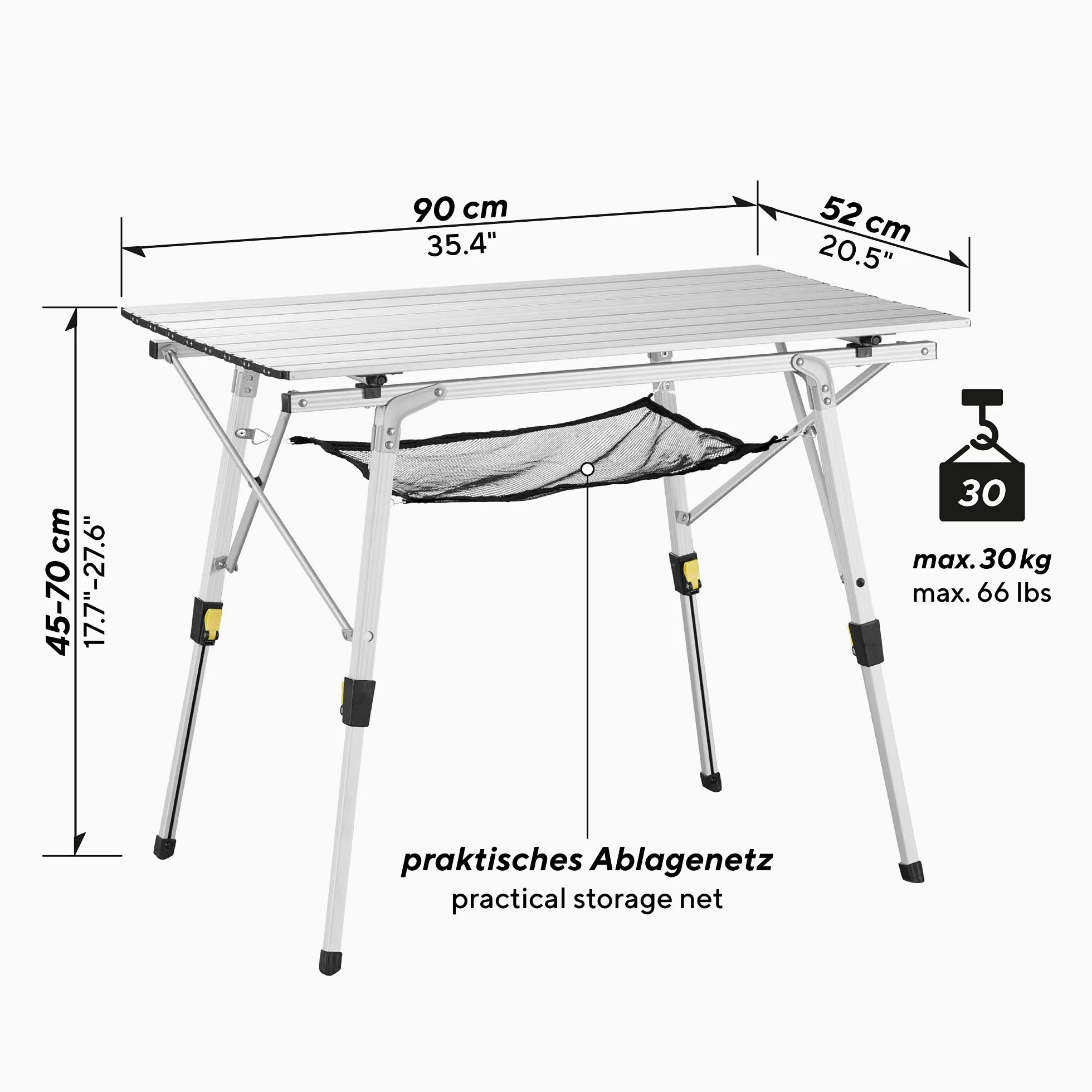 uquip Table de camping Variety M - Réglable en hauteur - En aluminium