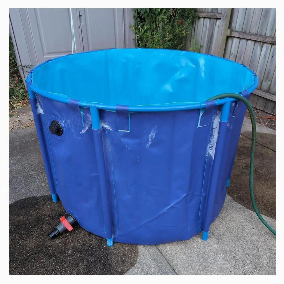 Rygcrud Grande Capacité Étang À Poissons Rond, Toile Flexible en PVC avec Cadre, Bassin De Rétention pour Abri De Sauvetage Aquatique, Facile À Installer(3.5x1 m)