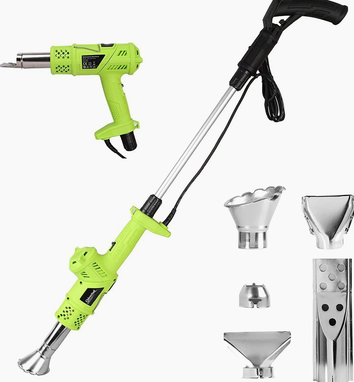 Désherbeur électrique 3 en 1, désherbeur thermique et pistolet à air chaud 2000 W, température maximale de 1202 °F, 5 buses for gazon, allumage for barbecue, déglaçage(Green)
