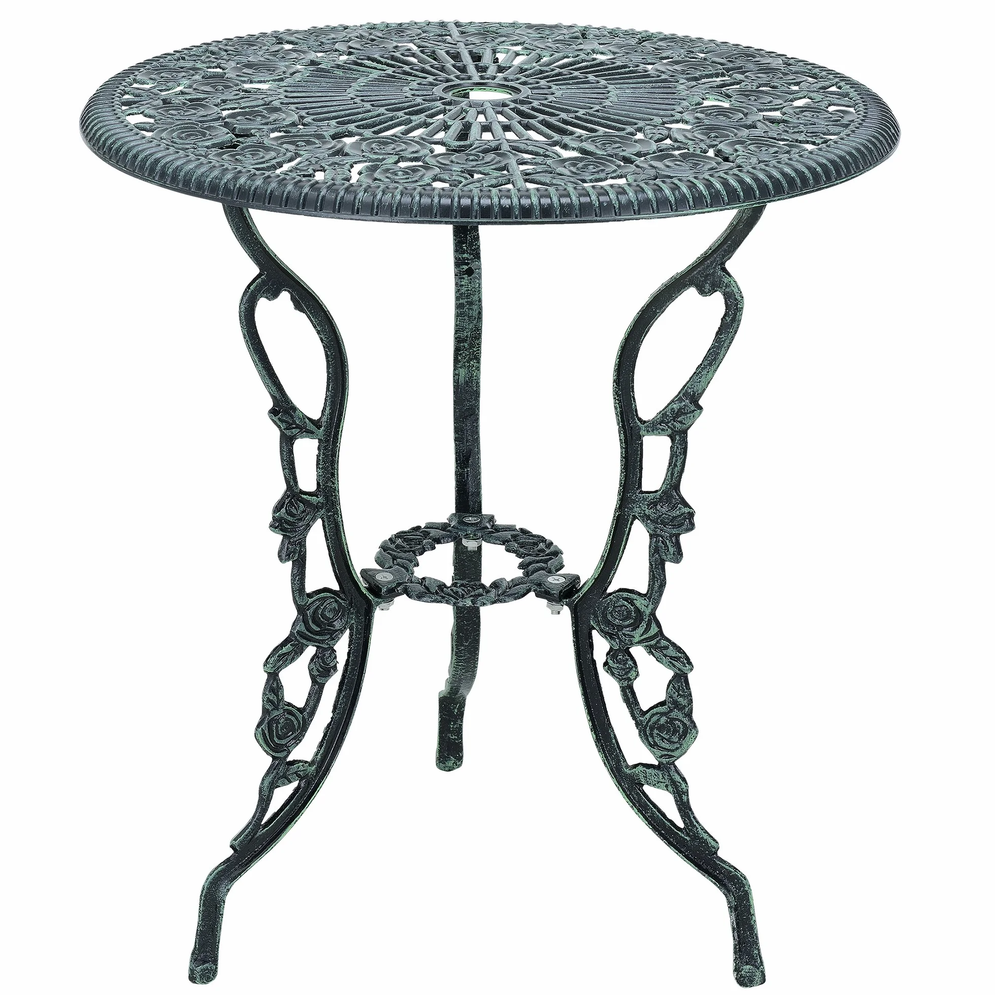 casa.pro Set de Table et Chaises Jardin Fonte Aluminium Vert Résistant Intempéries