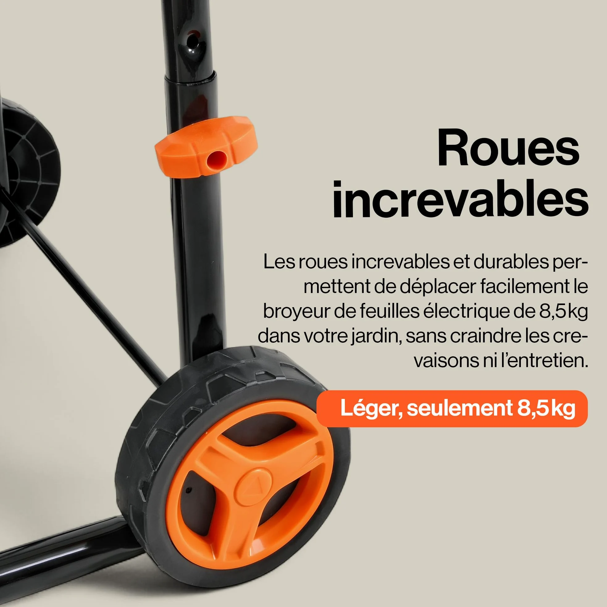 SuperHandy Mulcher & Broyeur sans lame pour feuilles de jardin, 1800 W | 8000 tr/min; Entonnoir 50 cm, réduction 16:1; léger, seulement 8,5 kg, pour broyer efficacement les feuilles