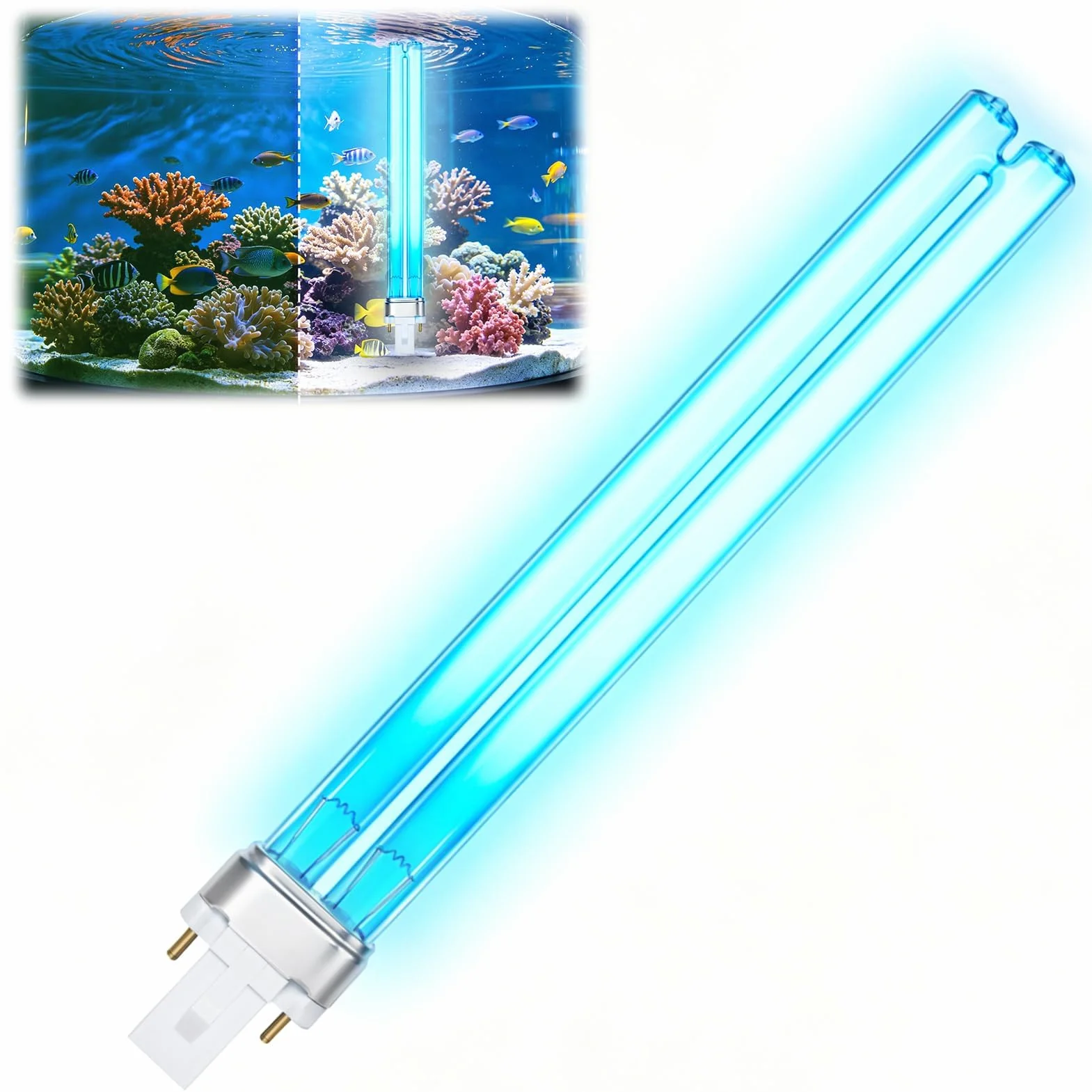 Ampoule UV-Desinfektionslampe 11W G23 pour Bassin Aquarium Filtre, Remplacement Désinfection Eau Anti-Algues