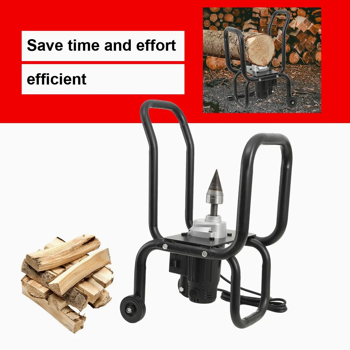 Fendeur de bûches à bois électrique, 220V 2000w 420U/min Fendeuse À Bois Électrique, Fendeur de Bois Jusquà 20cm, Approprié pour Fendeur de Bois de Bûcher Dans les Usines de Bois