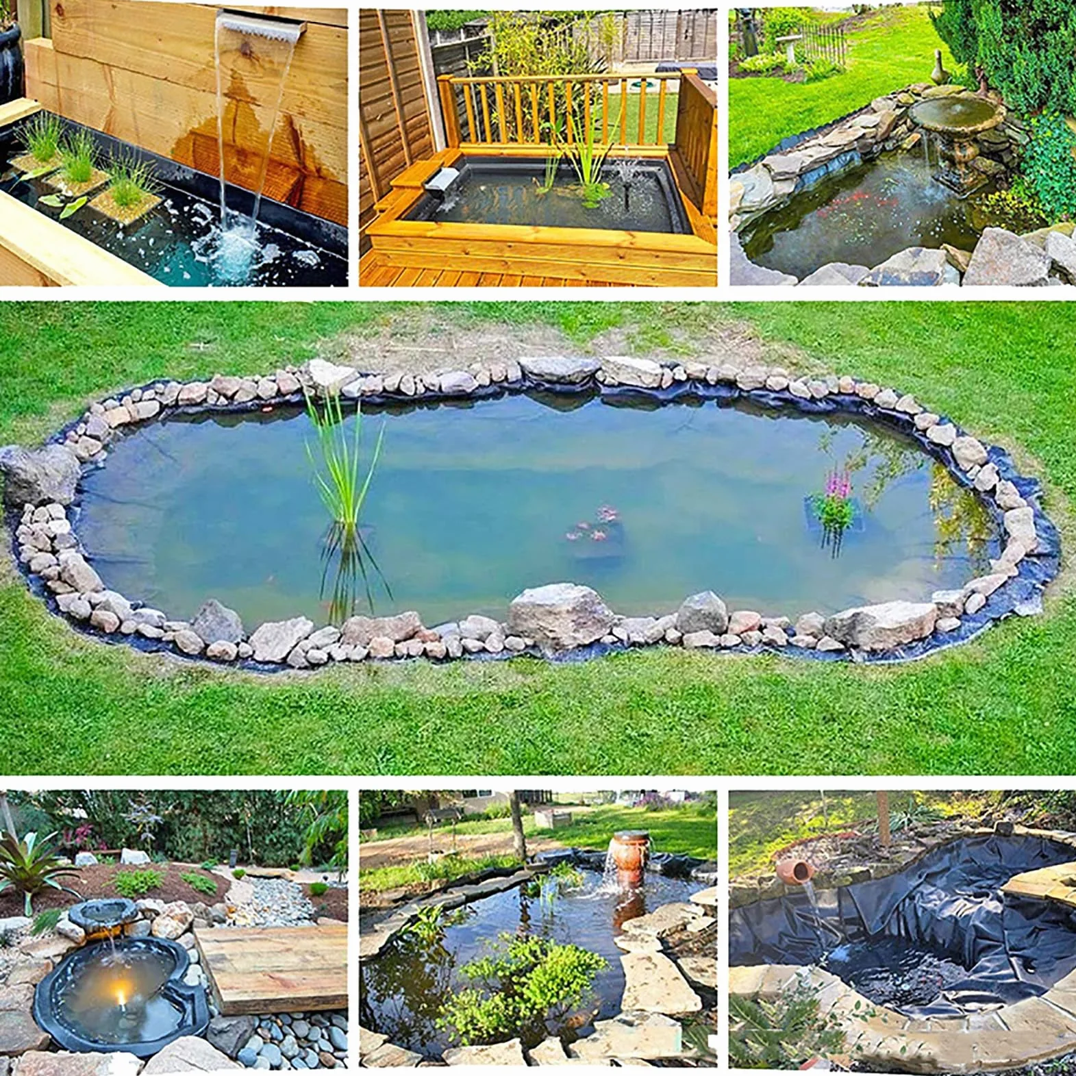 Revêtement de bassin préformé résistant à la perforation imperméable pour bassin de jardin cascade facile à couper 7 x 9 m