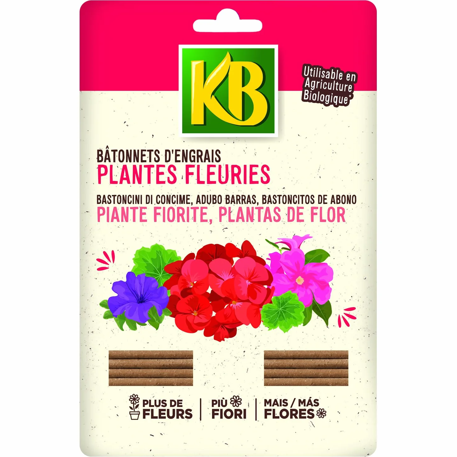 KB Bâtonnets d'engrais plantes fleuries géraniums x40