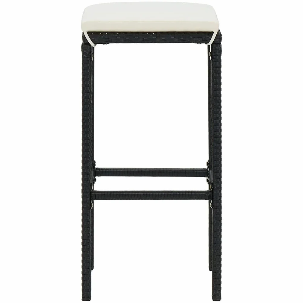 vidaXL Ensemble de Jardin 3 pcs Table et Chaises avec Coussins Noir