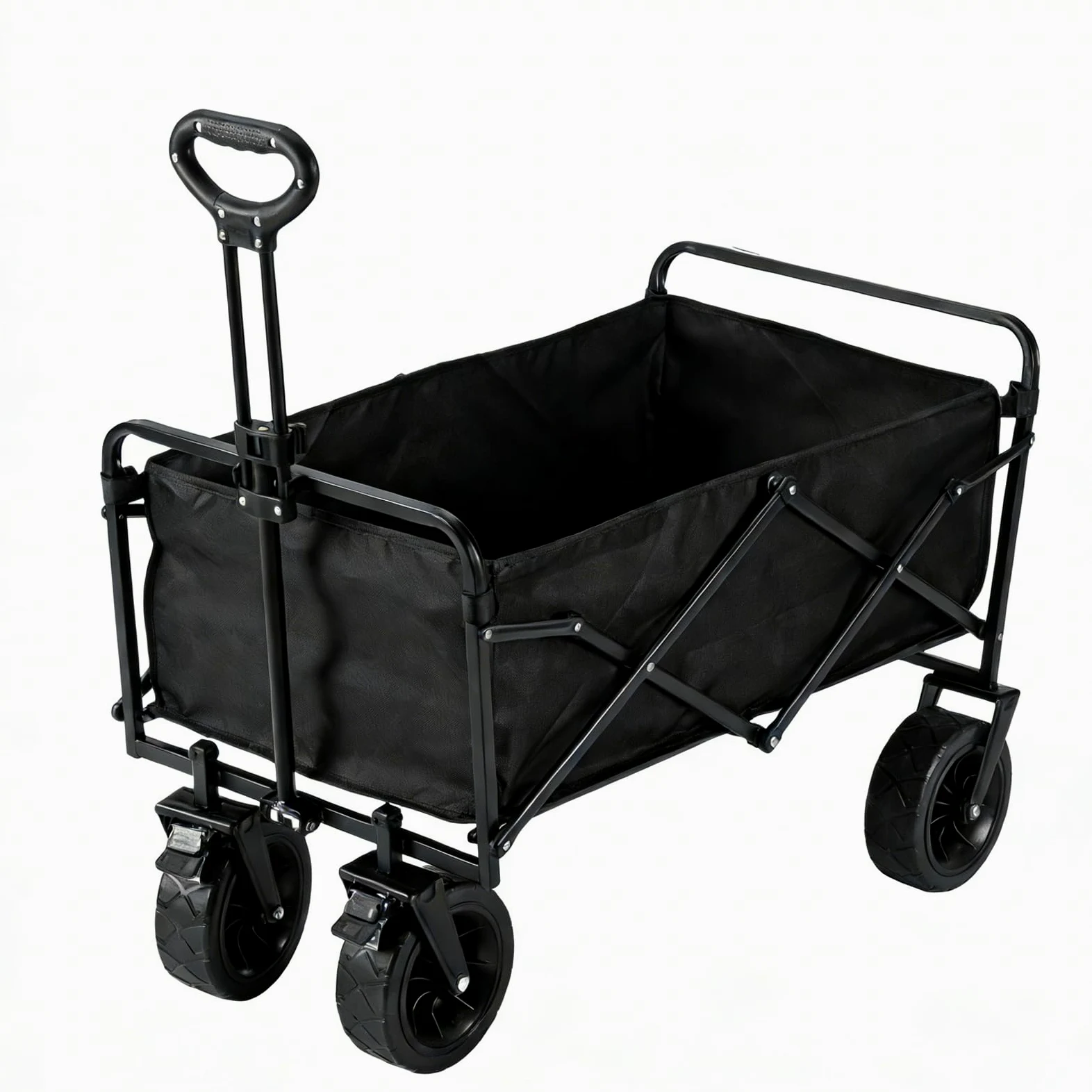 SNZ Chariot de Transport Pliable 4 Roues - Capacité 150kg - Roues 360° Tout Terrain - Poignée Réglable - pour Camping, Courses, Jardin, Plage - Compact et Léger