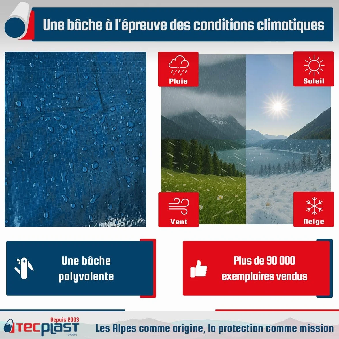 TECPLAST Bâche Bois 8x12 m SR150BO Bleue et Verte - Haute Qualité - Bâche de Protection imperméable pour Bois de Chauffage