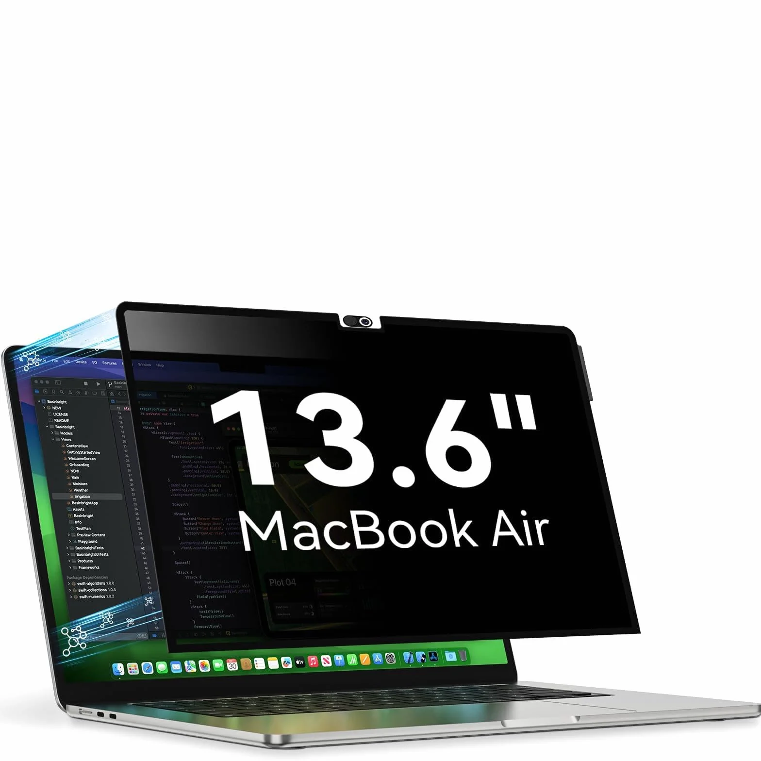 Filtre de Confidentialité MacBook Air 13.6 Pouces M2 M3 M4 M5 Amovible Anti Espion Lumière Bleue
