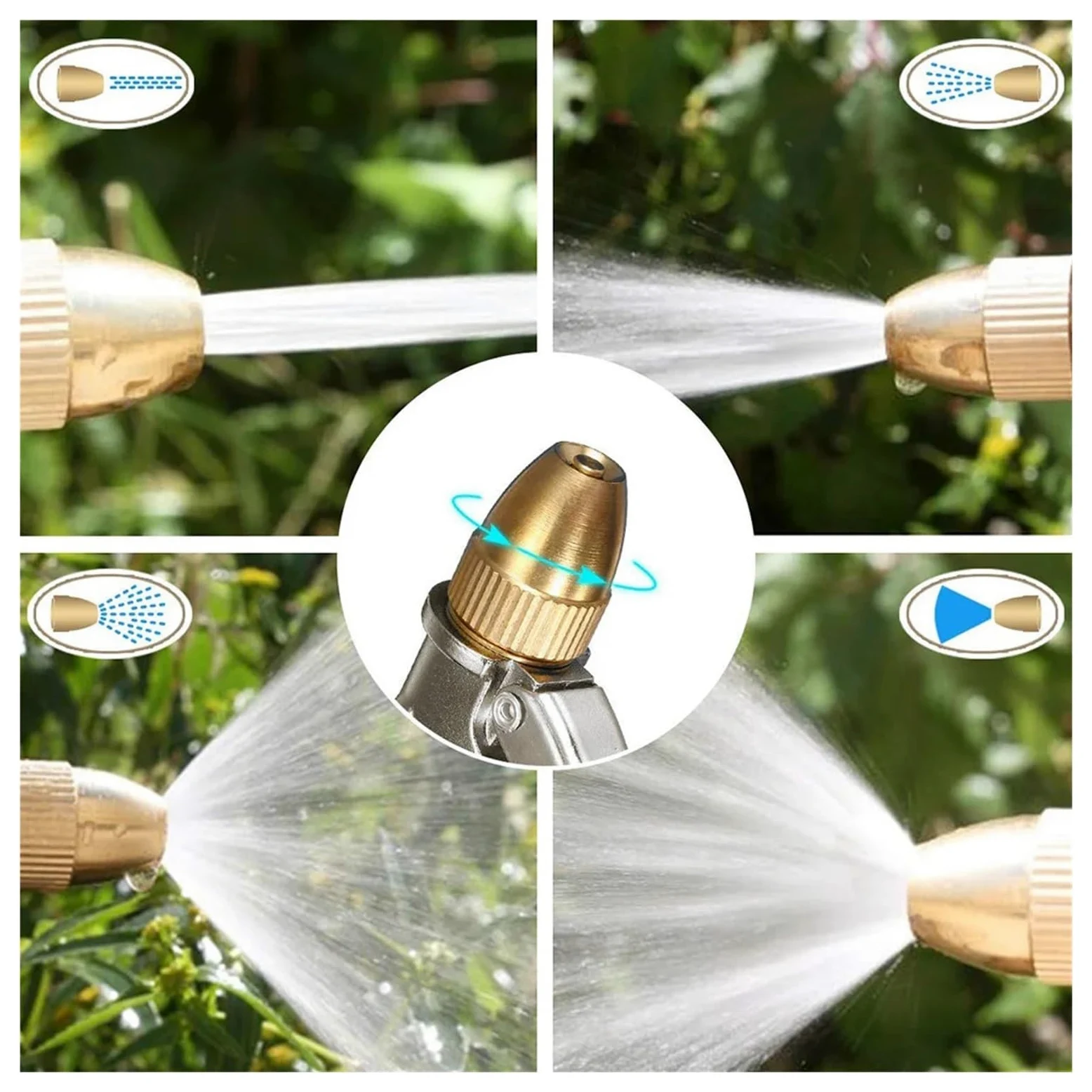 Pistolet d'arrosage avec embout multi-jets, Buse en laiton alliage de zinc d'eau jardin à haute pression connecteur rapide 3/4 pouces avec le tissu(1 Set)