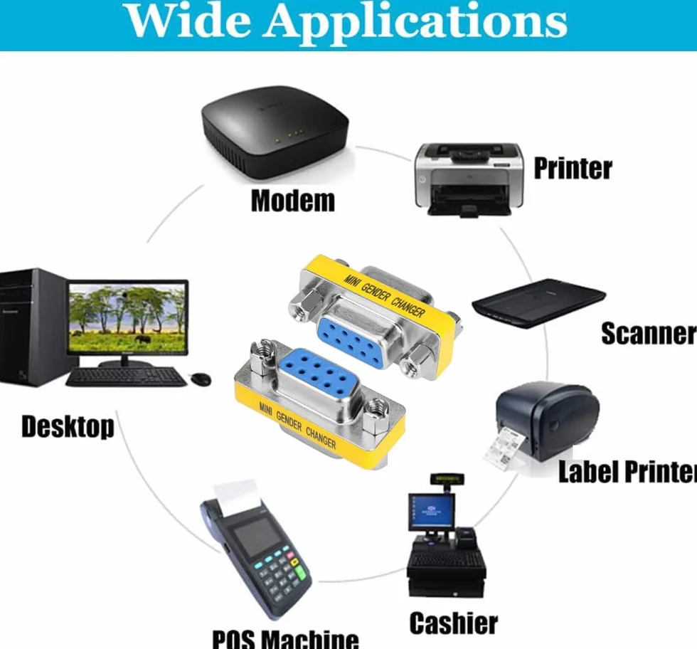 Connecteur Adaptateur DB9 Femelle à Femelle RS232 9 Broches