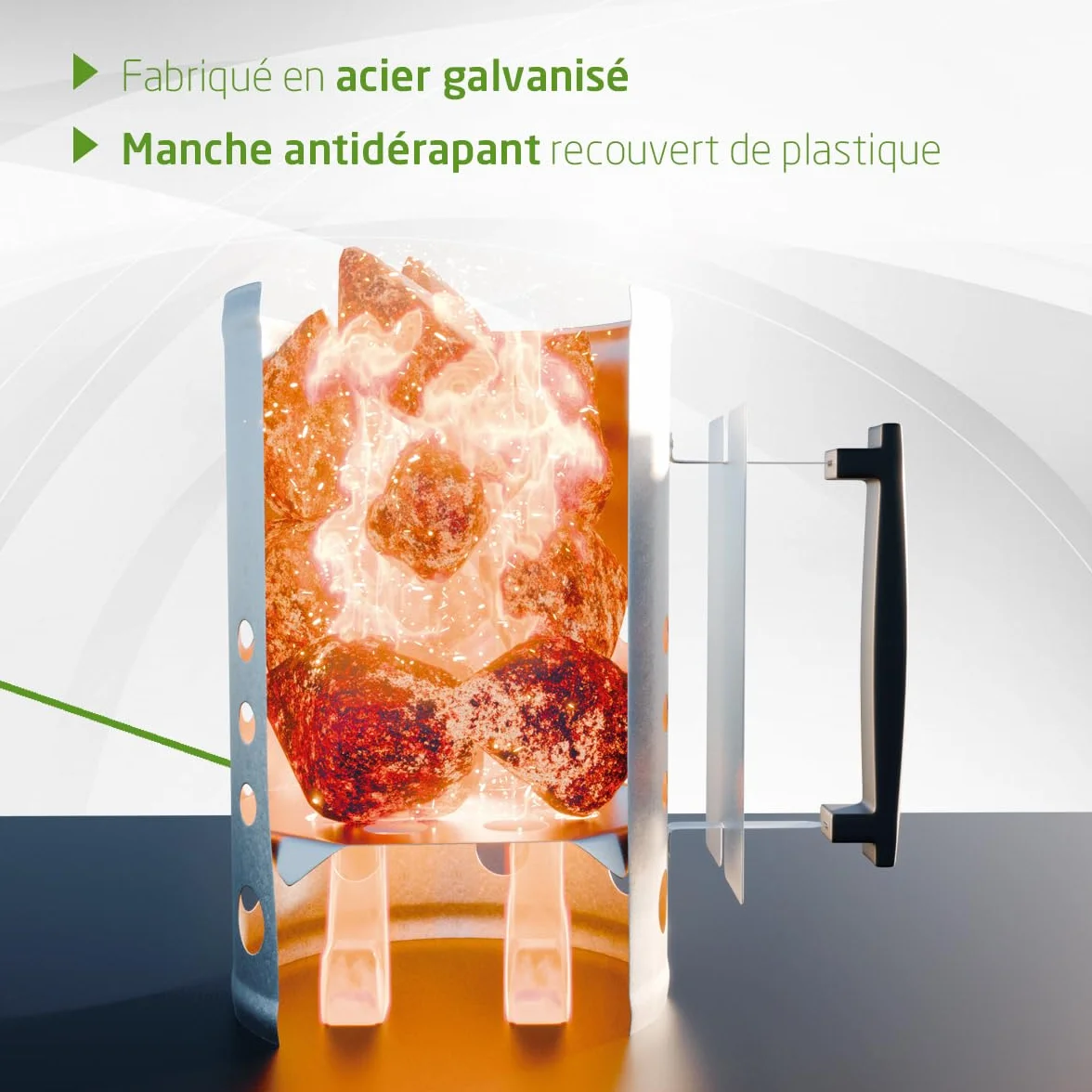 Allume-feu au charbon Fireplus pour barbecue acier galvanisé 27 x 17,5 x 30 cm