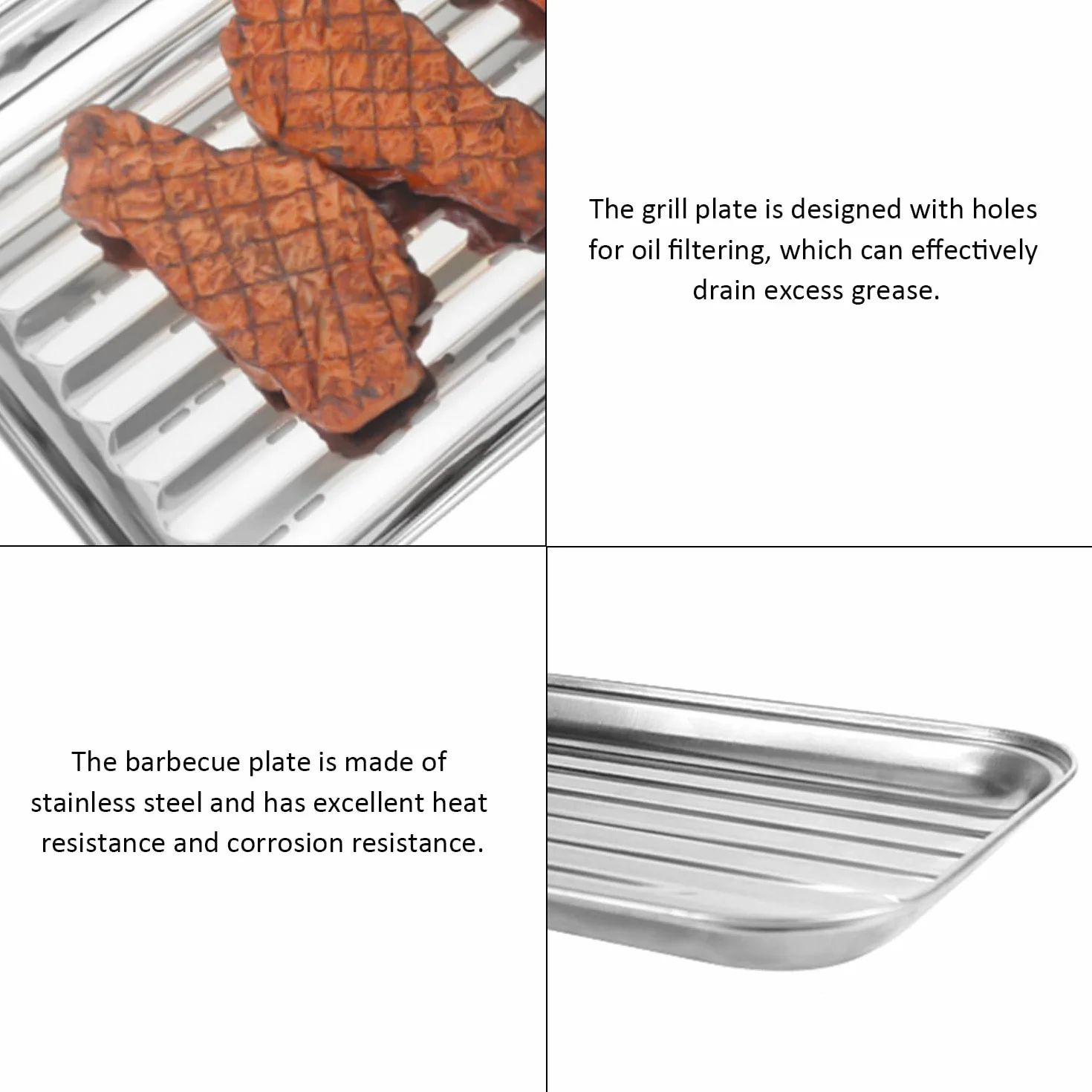 Plaques De Barbecue Carrées Avec Brosse En Silicone Et Poêle À Griller Filtre À Huile Perforé