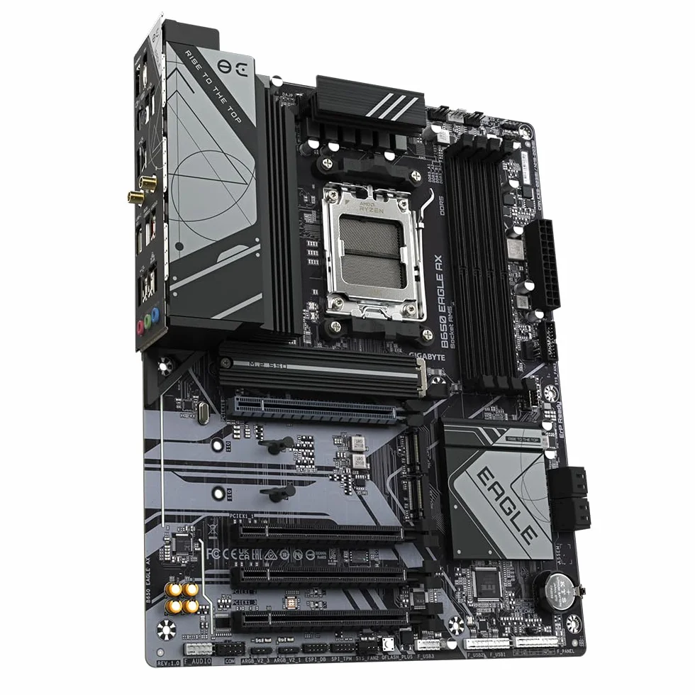 GIGABYTE B650 Eagle AX Carte mère AMD Ryzen série 9000 VRM 12+2+2 Phases DDR5 7600 MHz PCIe 5.0 M.2 WiFi 6E