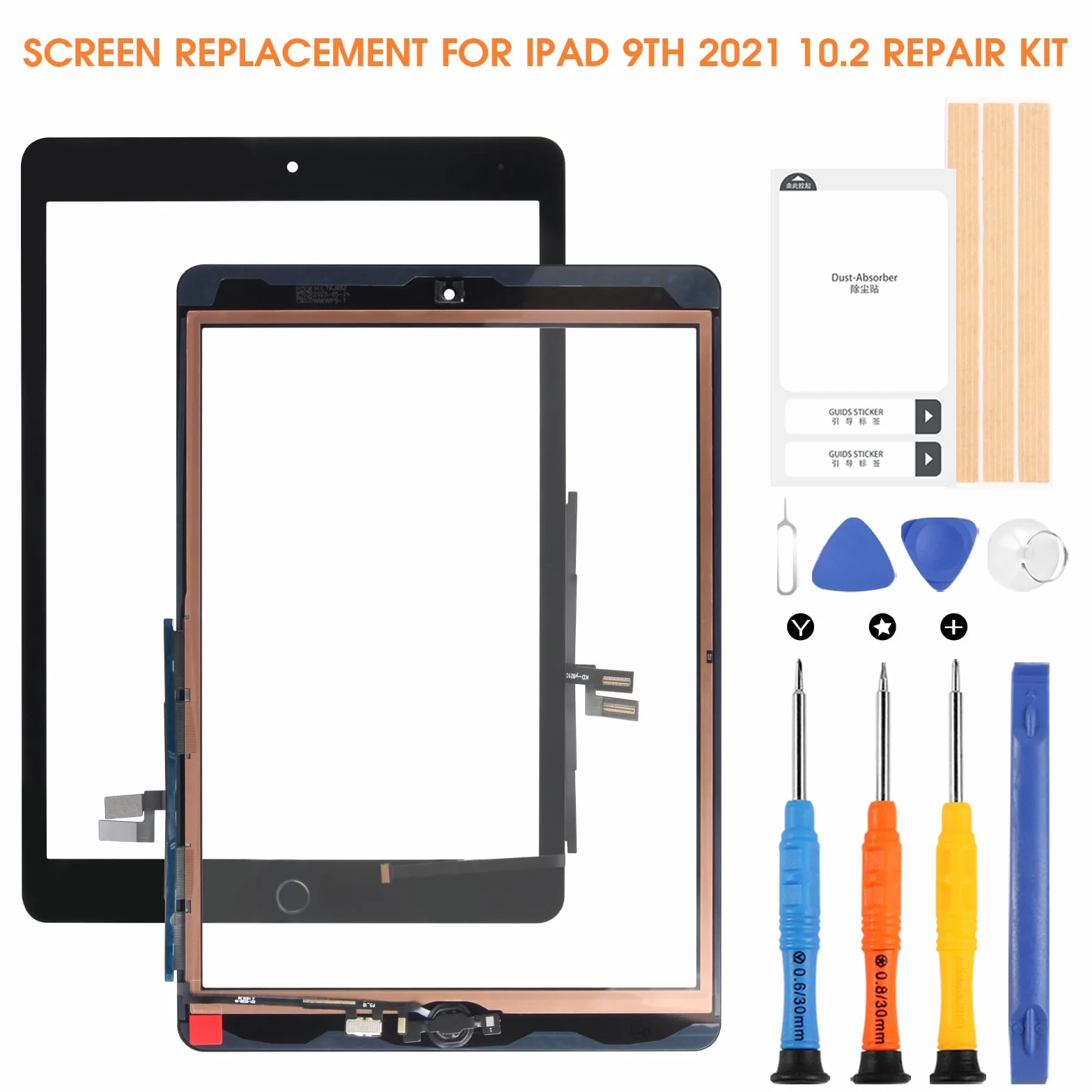 Écran Tactile pour iPad 9th 2021 10.2" A2603 A2604 Noir avec Home Button